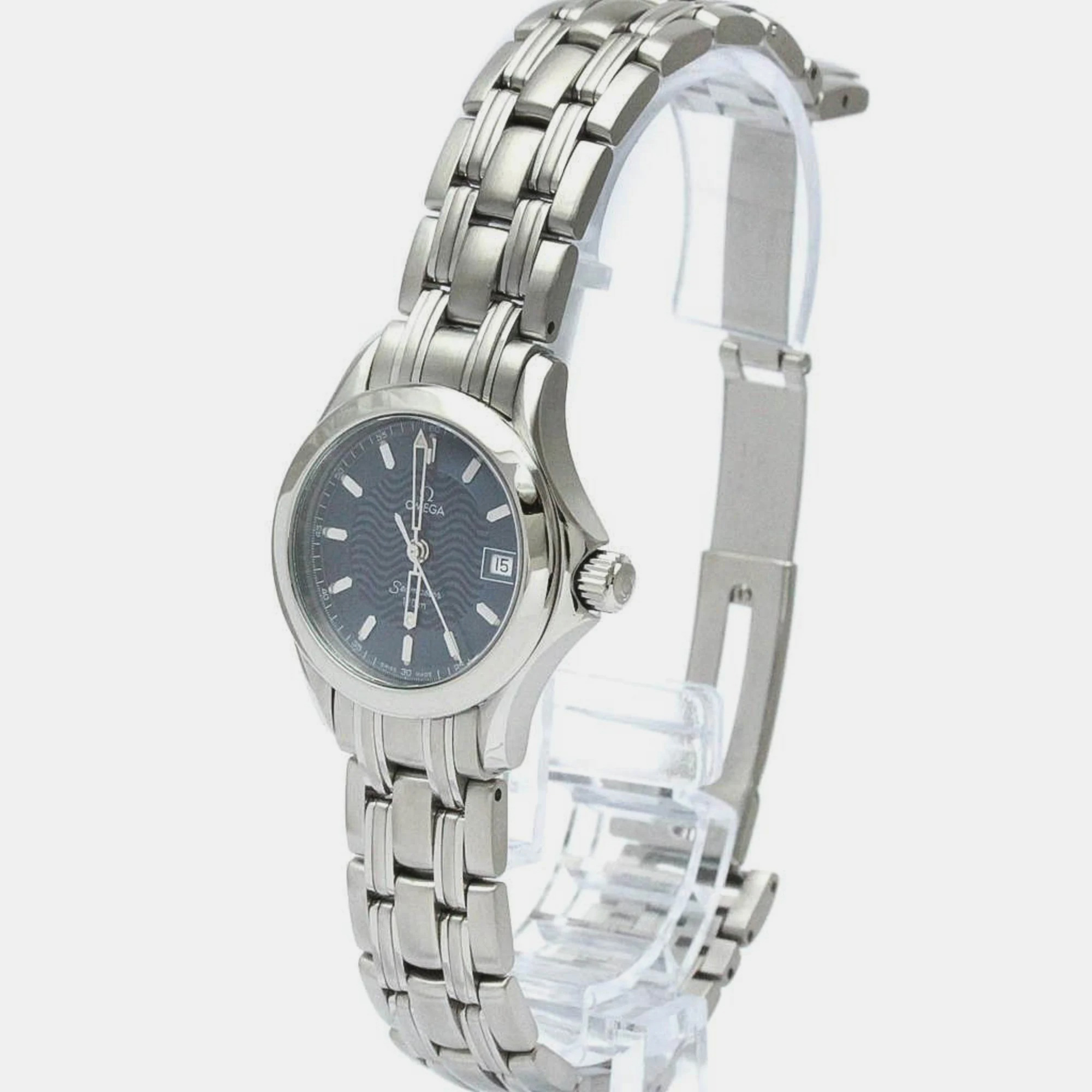 

Omega Blue Stainless Steel Seamaster 2581.81 Quartz Women's Wristwatch 26 mm