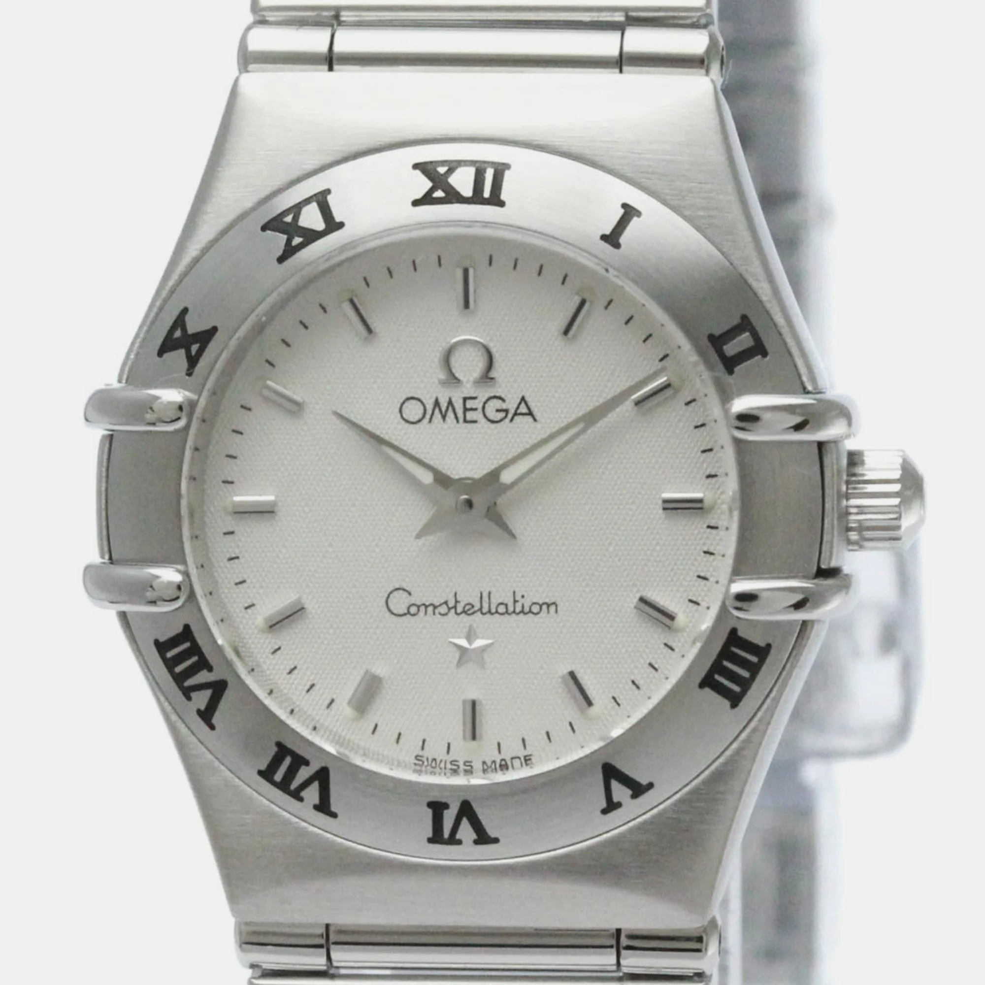 Pre-owned Omega Silver Stainless Steel Constellation 1562.30 Quartz Women's Wristwatch 22 Mm