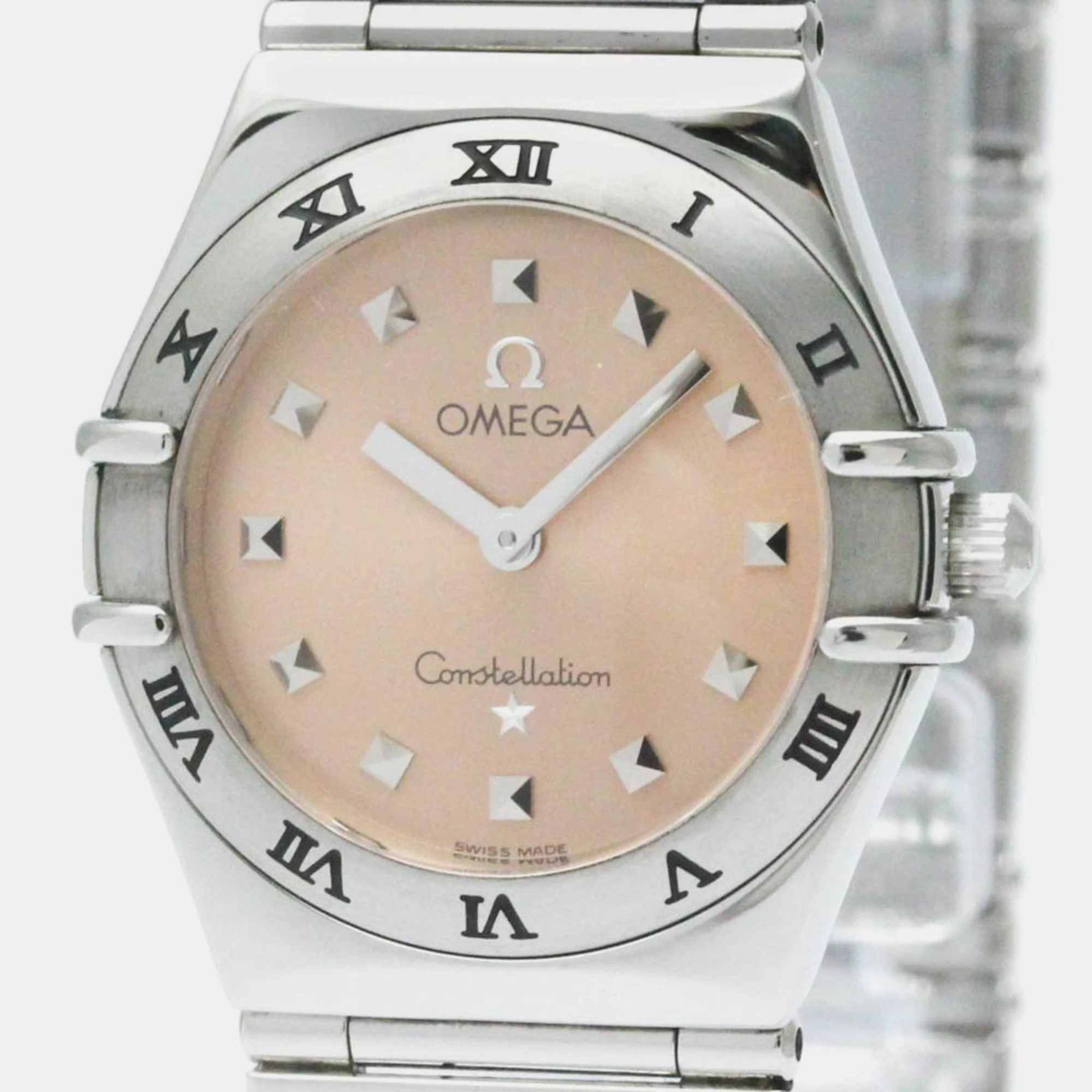 Pre-owned Omega Orange Stainless Steel Constellation 1571.61 Quartz Women's Wristwatch 25 Mm