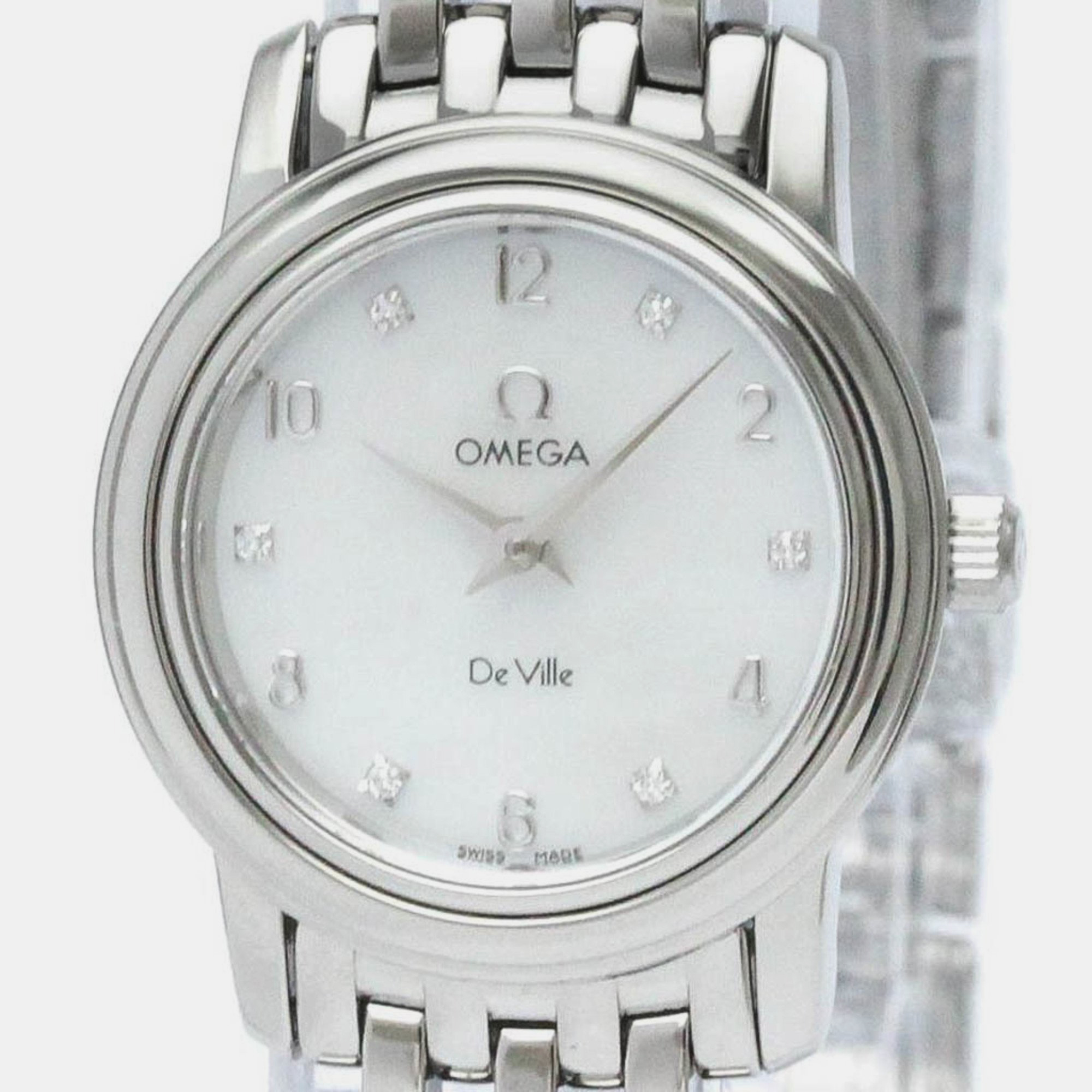 Pre-owned Omega White Shell Stainless Steel De Ville Prestige 4570.75 Quartz Women's Wristwatch 22 Mm