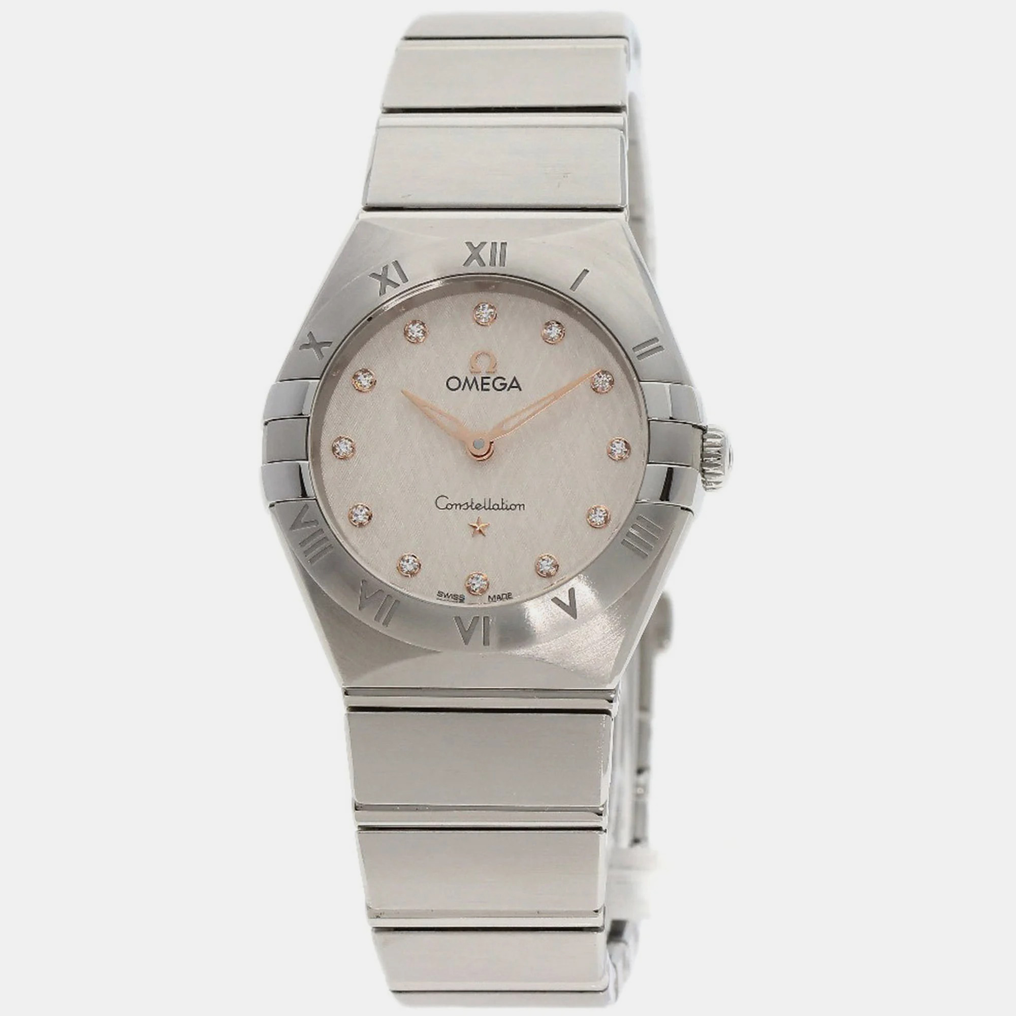 

Omega Silver Diamond Stainless Steel Constellation 131.10.28.60.52.001 Quartz Women's Wristwatch 28 mm