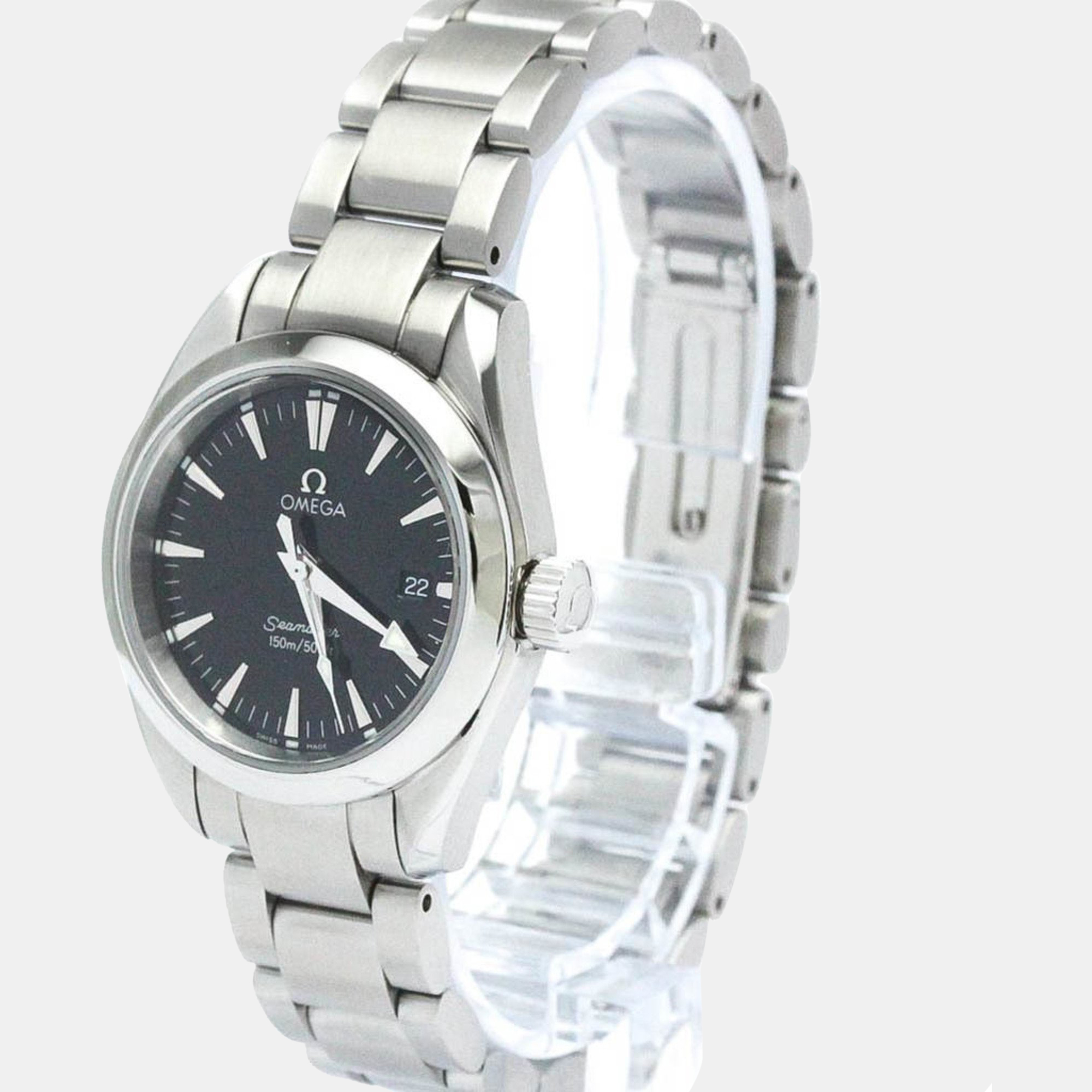 

Omega Black Stainless Steel Seamaster Aqua Terra 2577.50 Quartz Women's Wristwatch 29 mm