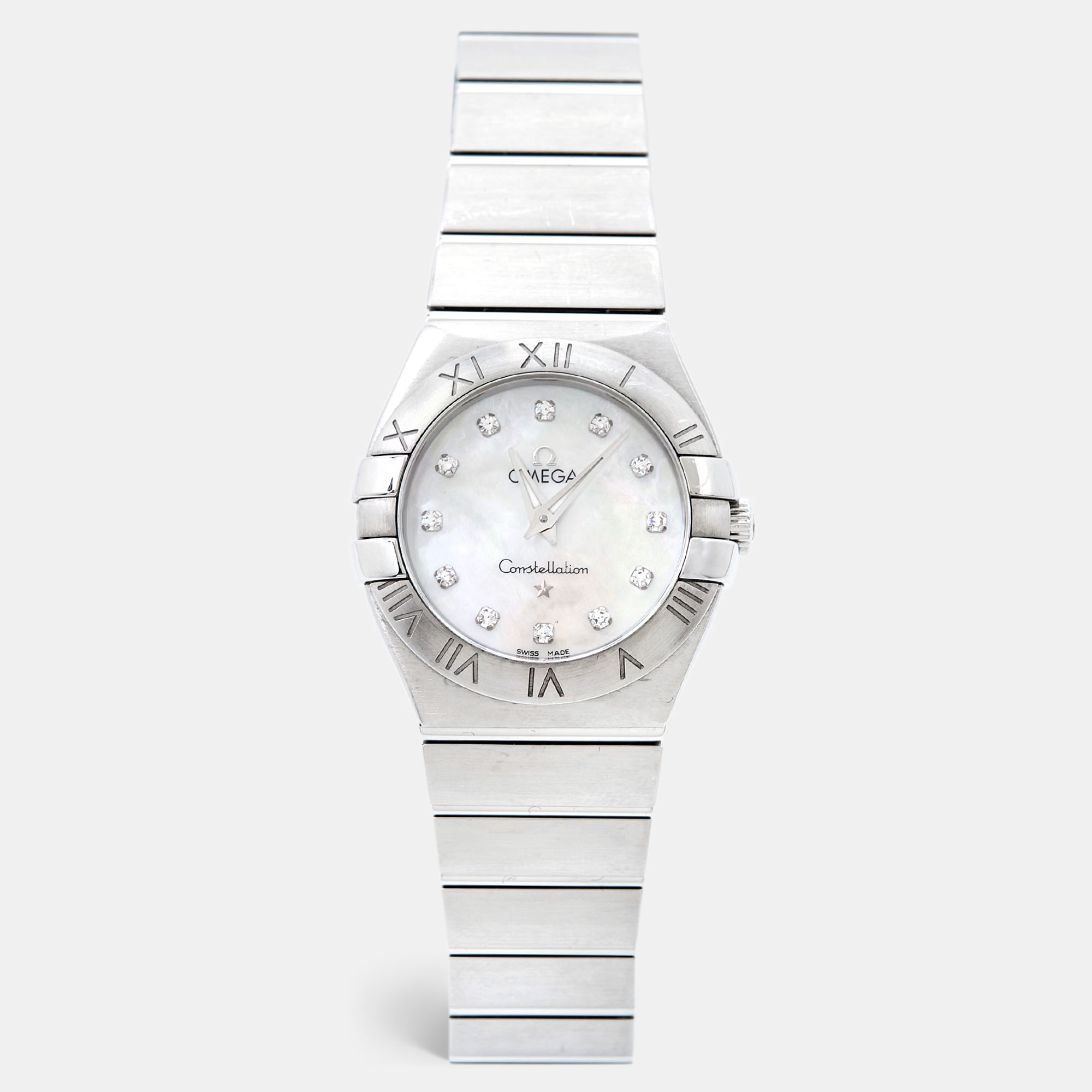 

Omega Mother Of Pearl Stainless Steel Diamond Constellation, Silver