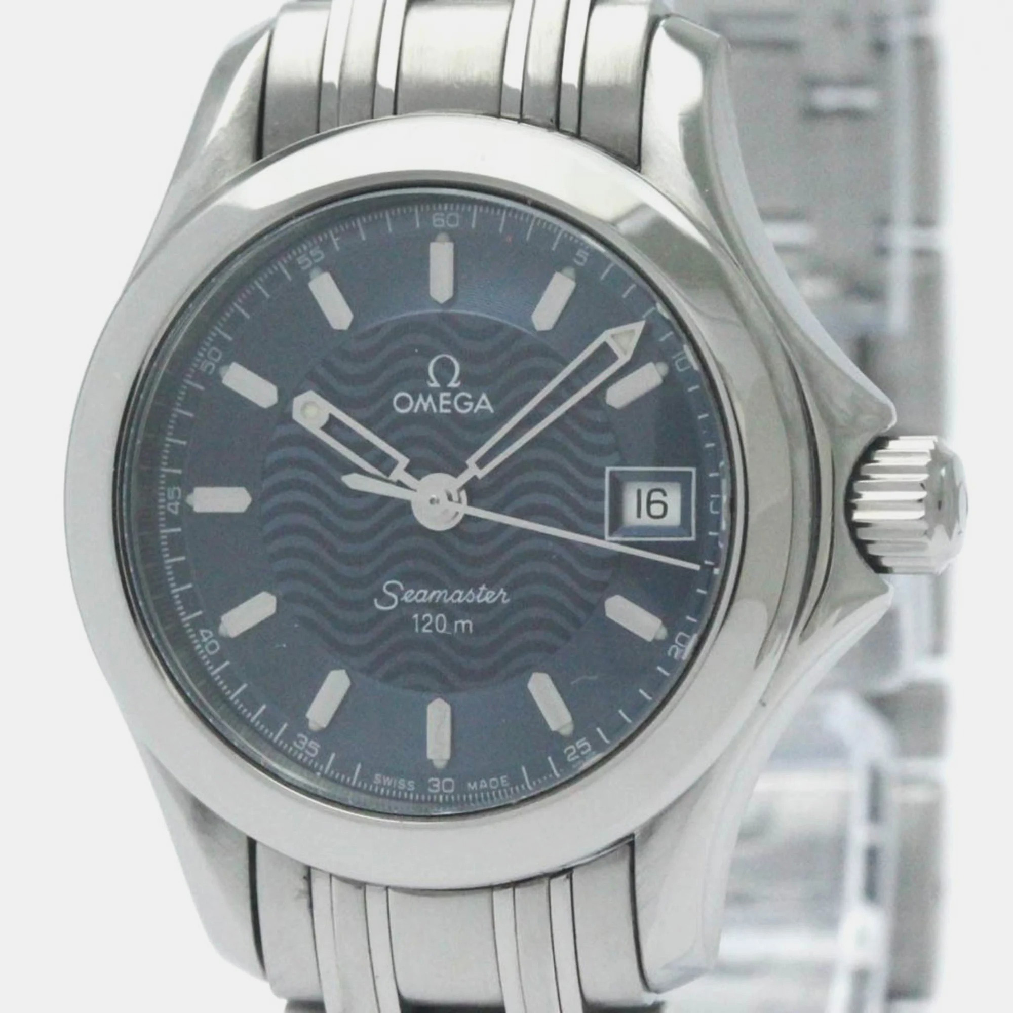 

Omega Blue Stainless Steel Seamaster 2581.81 Quartz Women's Wristwatch 26 mm