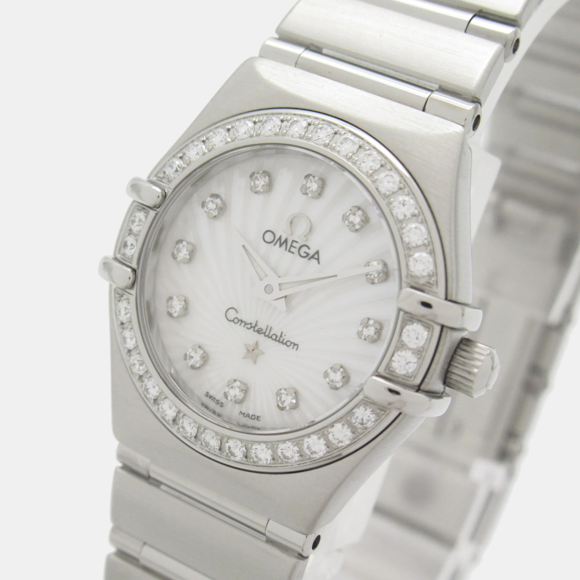 

Omega White Stainless Steel Diamond Constellation 111.15.26.60.55.001 Quartz Women's Wristwatch 25.5 mm