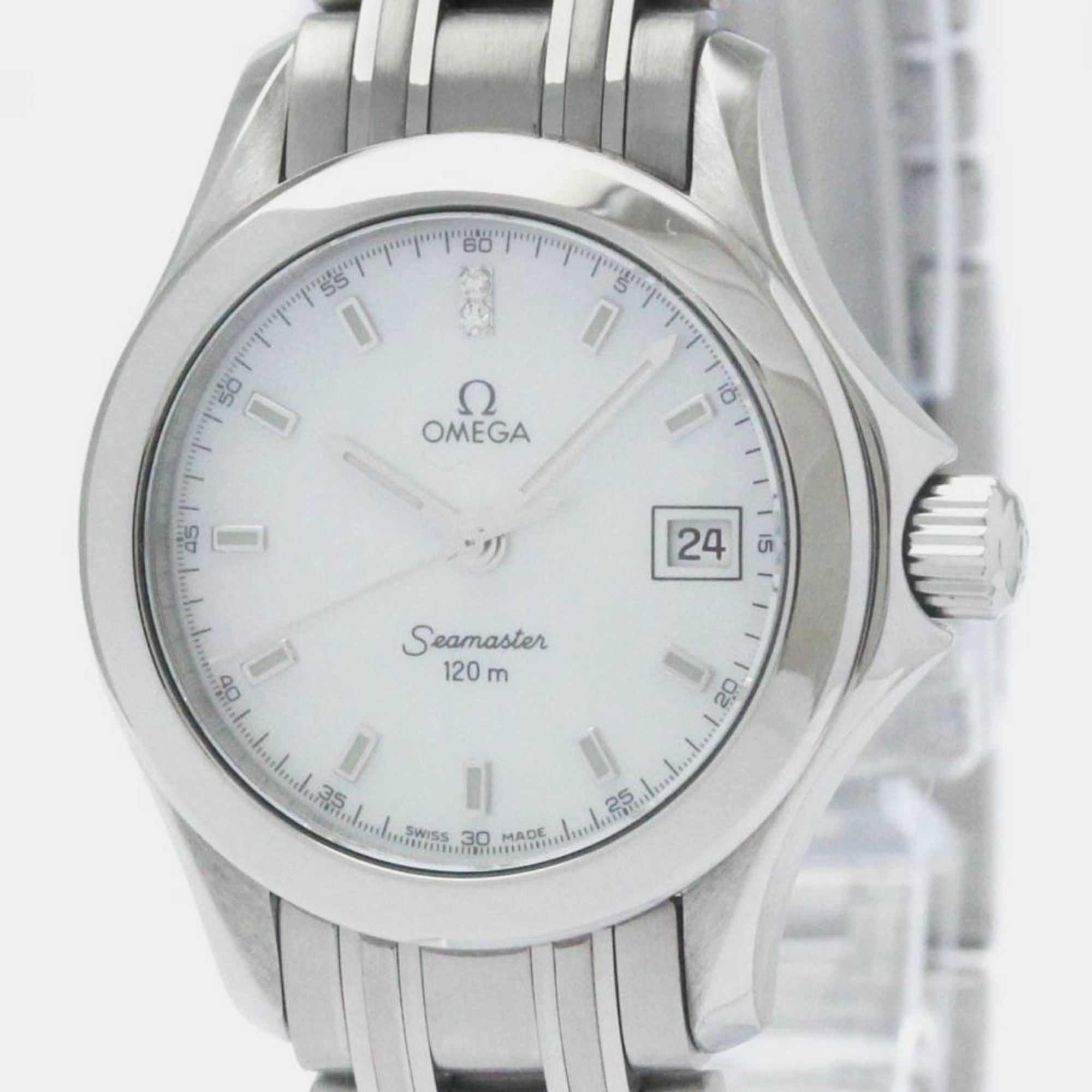 

Omega White Stainless Steel Seamaster BF568955 Women's Wristwatch