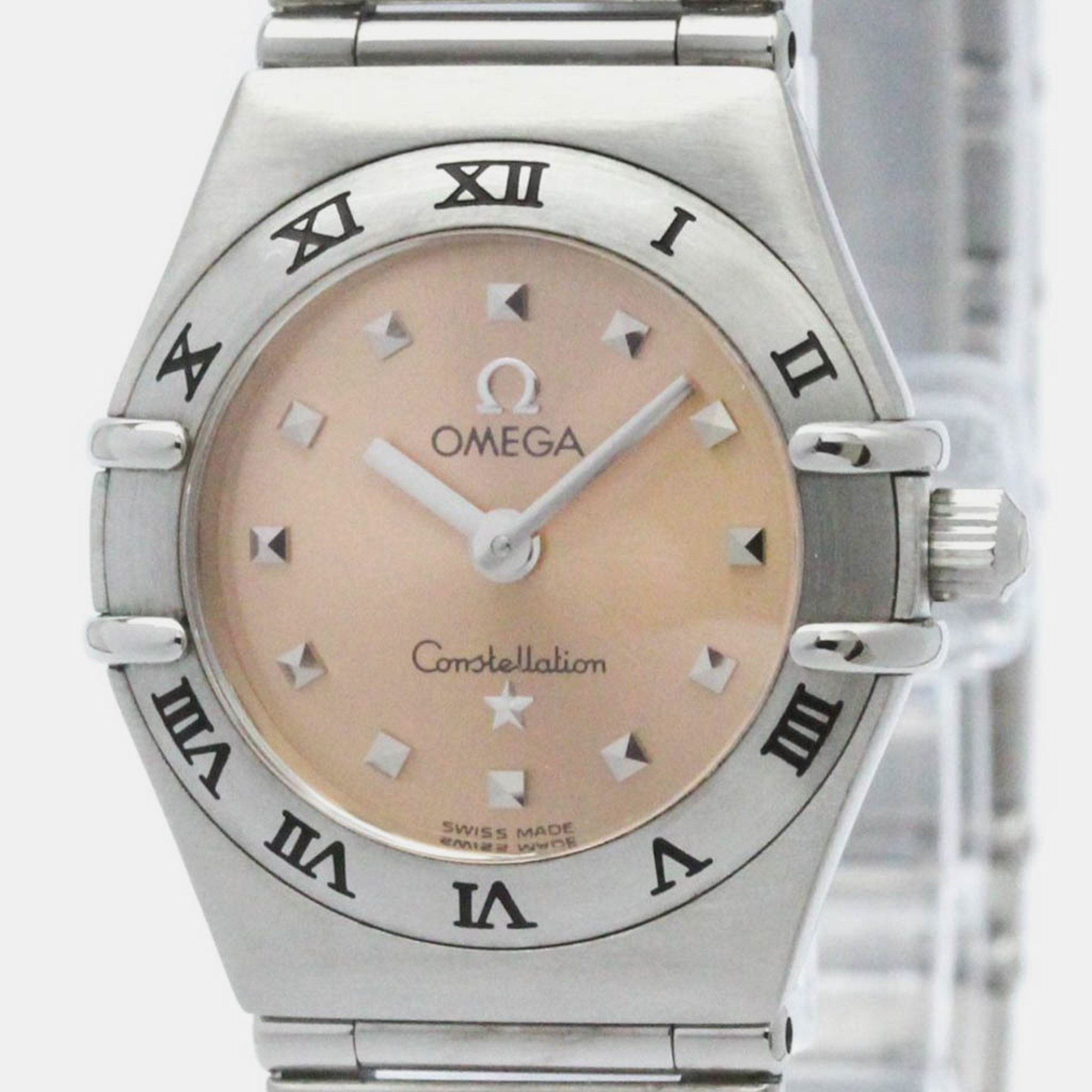 Pre-owned Omega Orange Stainless Steel Constellation Quartz Women's Wristwatch 22 Mm