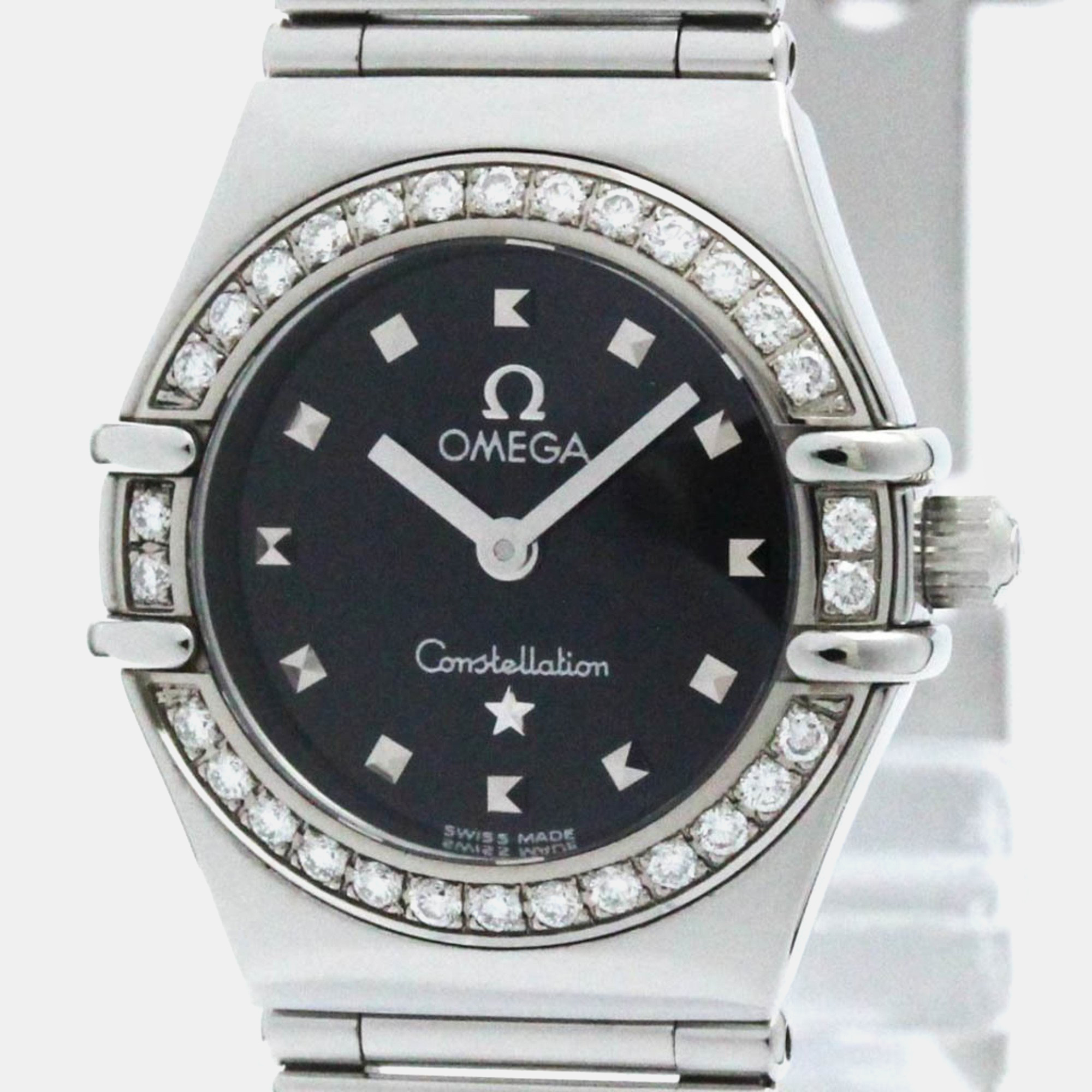 

Omega Black Stainless Steel Constellation Quartz Women's Wristwatch 22 mm