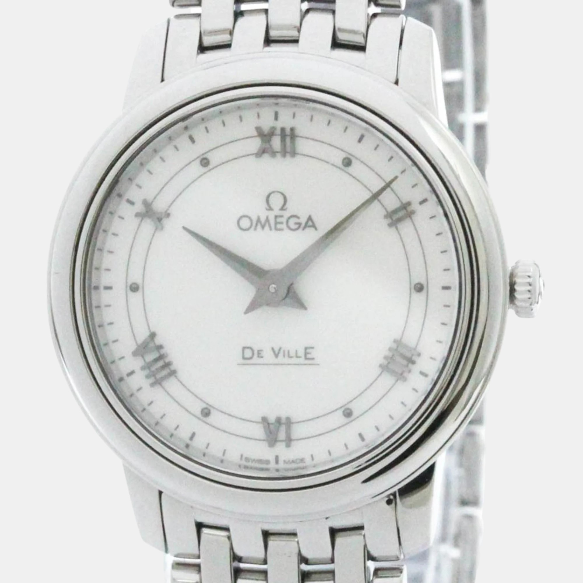 

Omega White Stainless Steel De Ville Prestige 424.10.27.60.04.001 Quartz Women's Wristwatch 27 mm