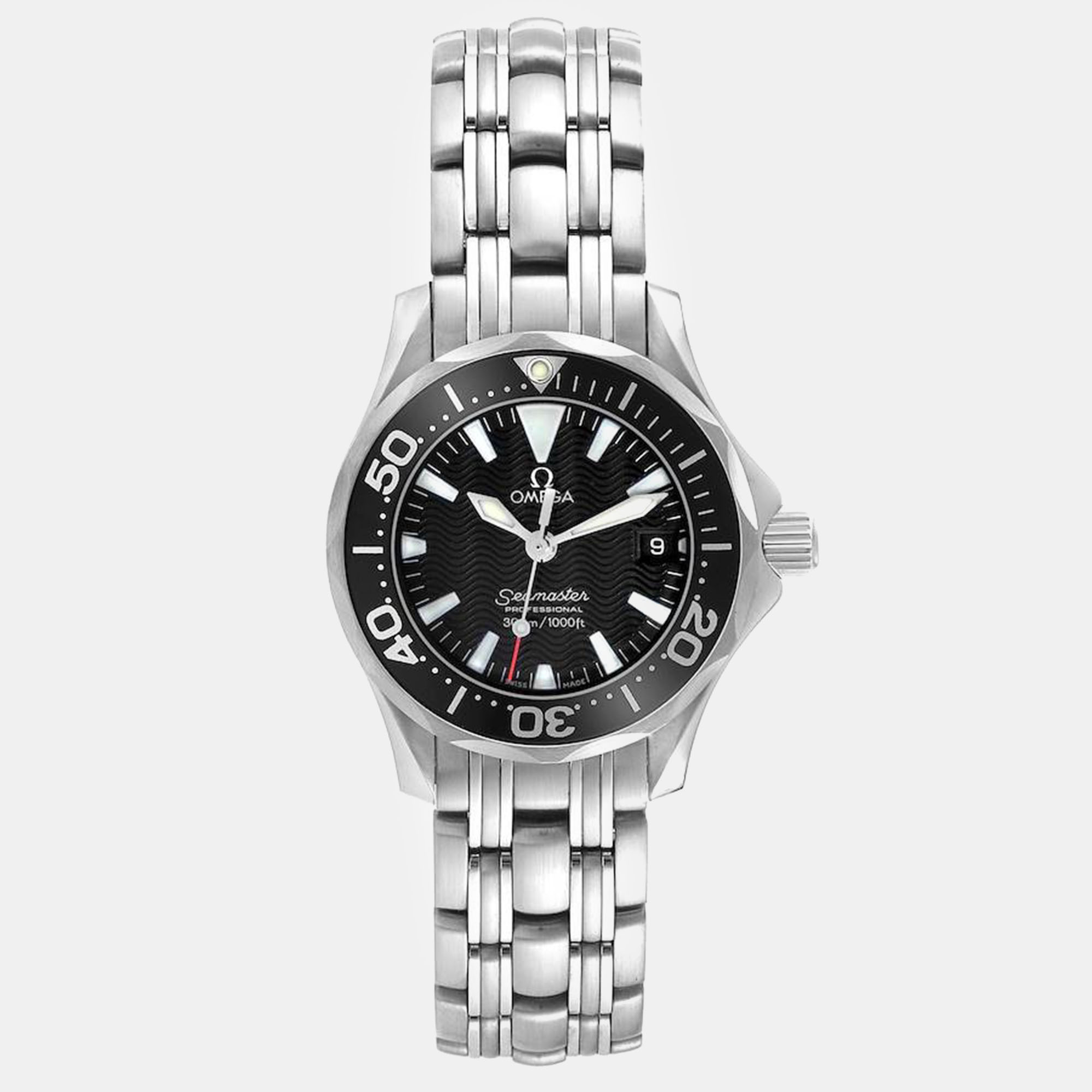 

Omega Black Stainless Steel Seamaster 2282.50.00 Quartz Women's Wristwatch 28 mm