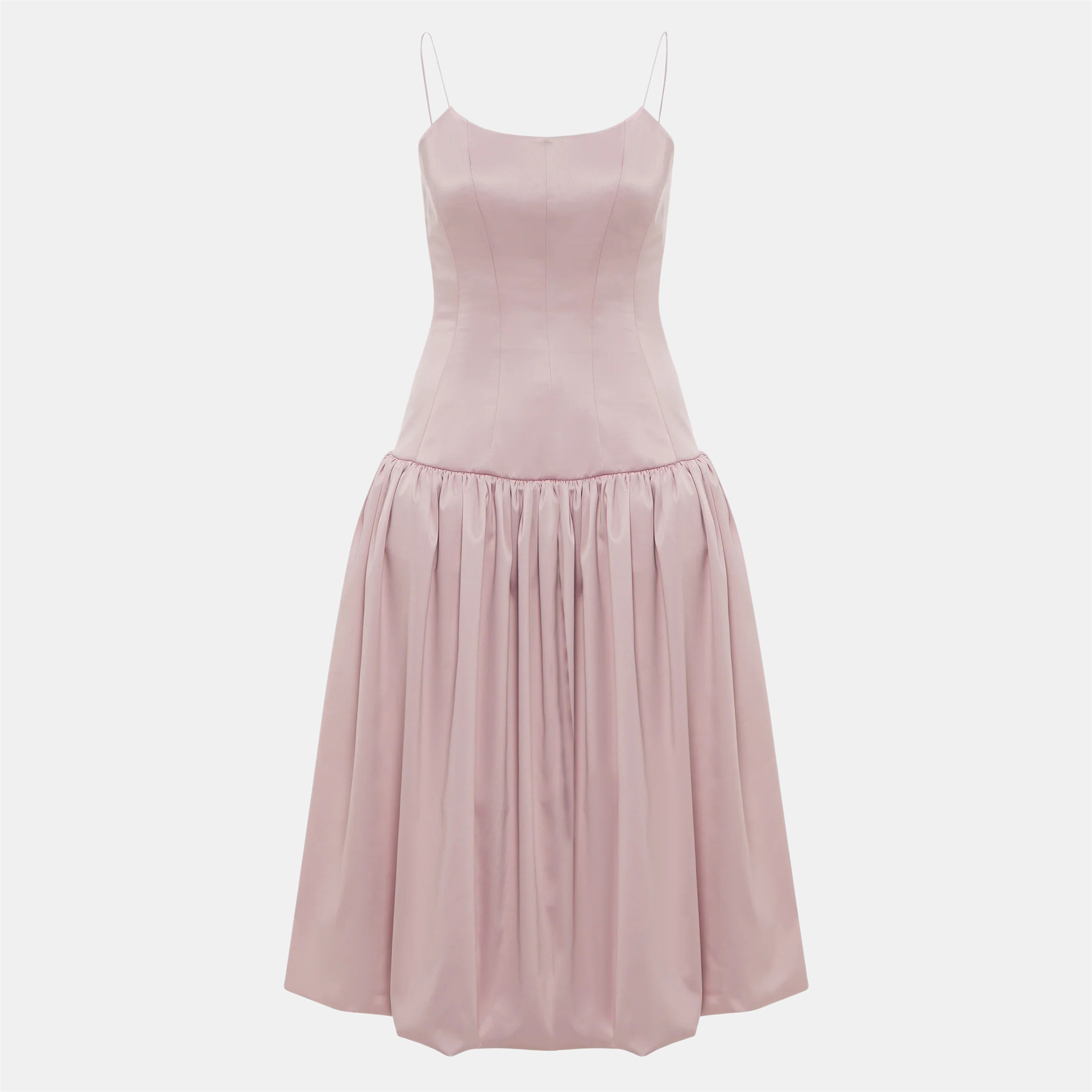 Pre-owned Onori Pink Corset Drop-waist Satin Aria Dress S