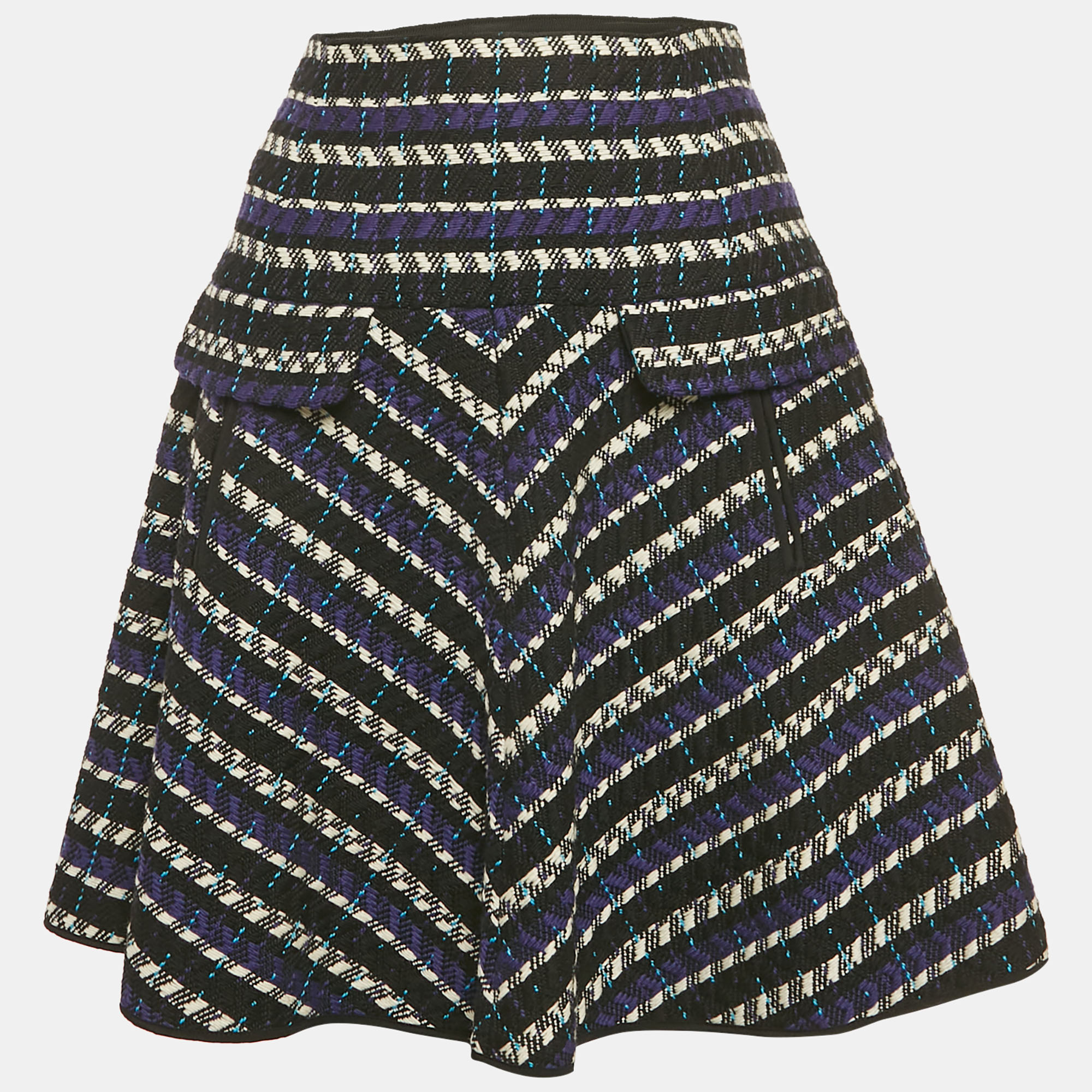 Pre-owned Oscar De La Renta Multicolor Patterned Wool Mini Skirt M