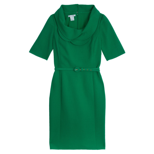 مملوكة مسبقًا Oscar de la Renta Tulip-neck Sheath Dress M