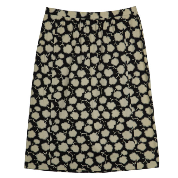 Pre Owned Oscar De La Renta Monochrome Skirt M