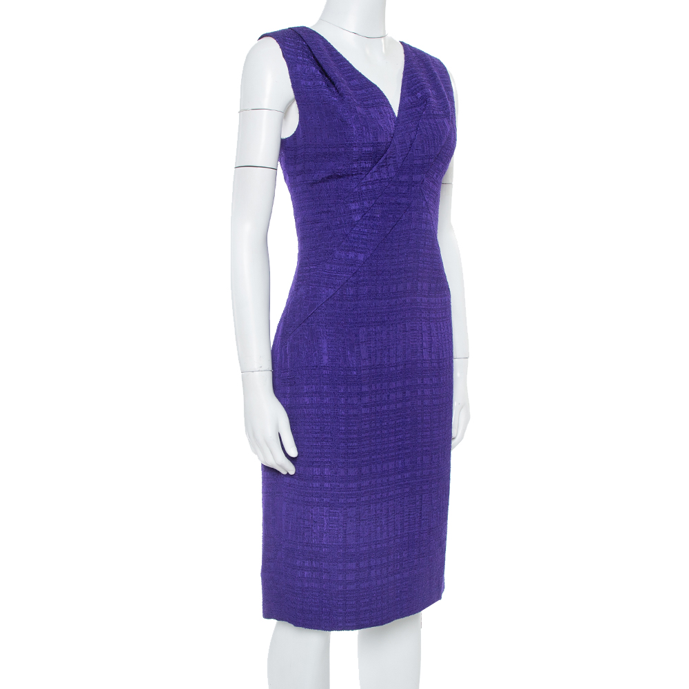 

Oscar de la Renta Purple Textured Sheath Dress