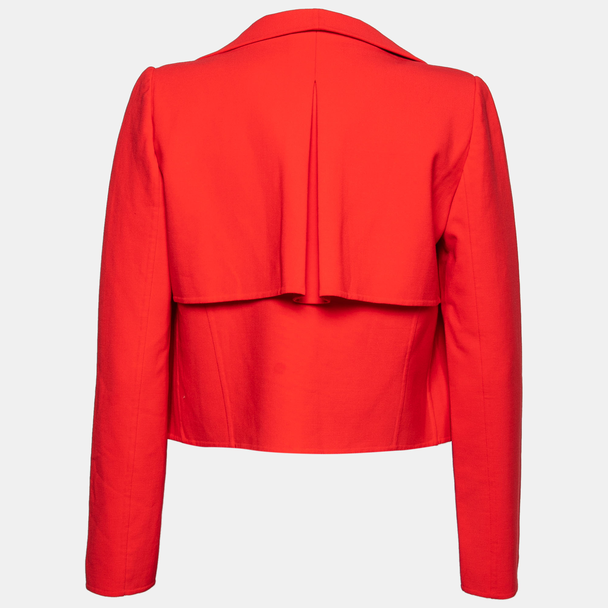 

Oscar de la Renta Red Wool Open Front Cropped Jacket