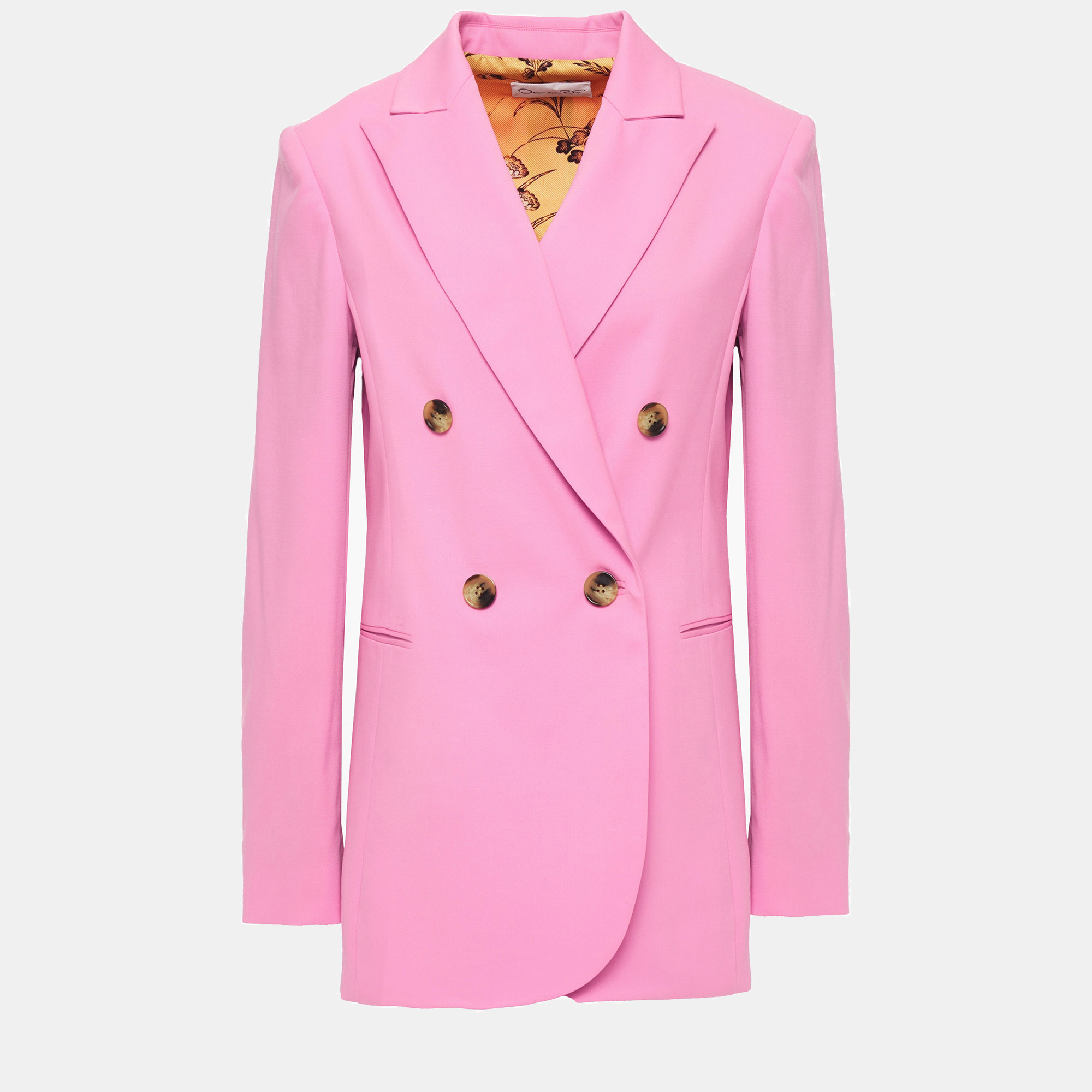 Pre-owned Oscar De La Renta Virgin Wool Blazers 10 In Pink