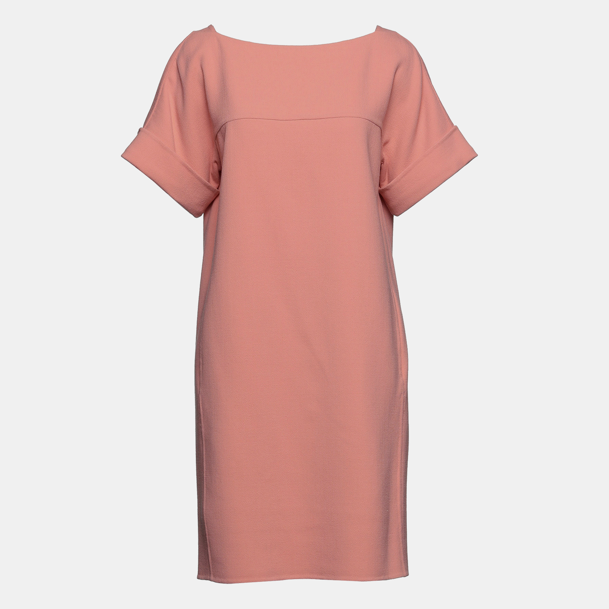 

Oscar De La Renta Peach Wool Shift Dress L (US 10), Pink