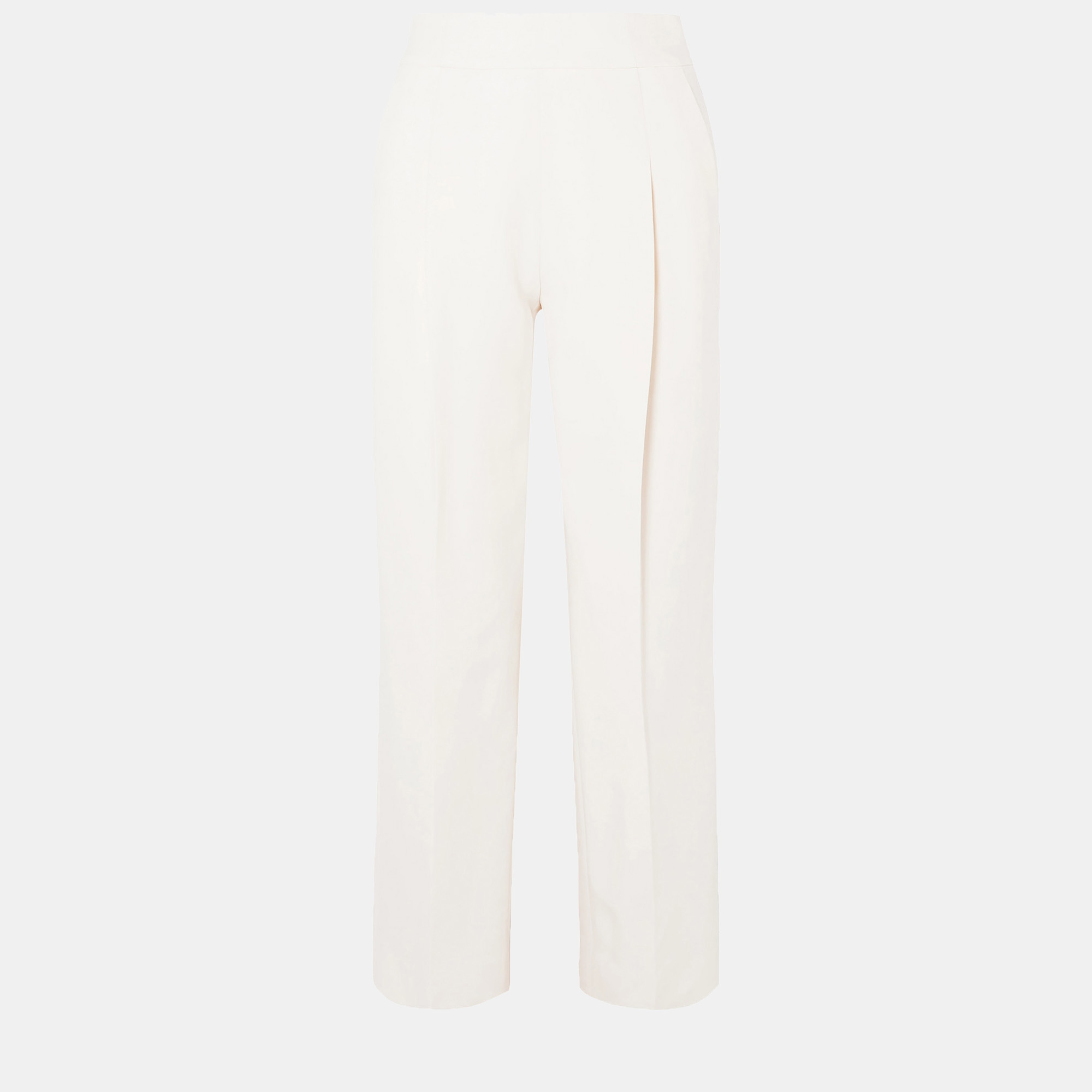 Pre-owned Oscar De La Renta Virgin Wool Straight Leg Pants 4 In White