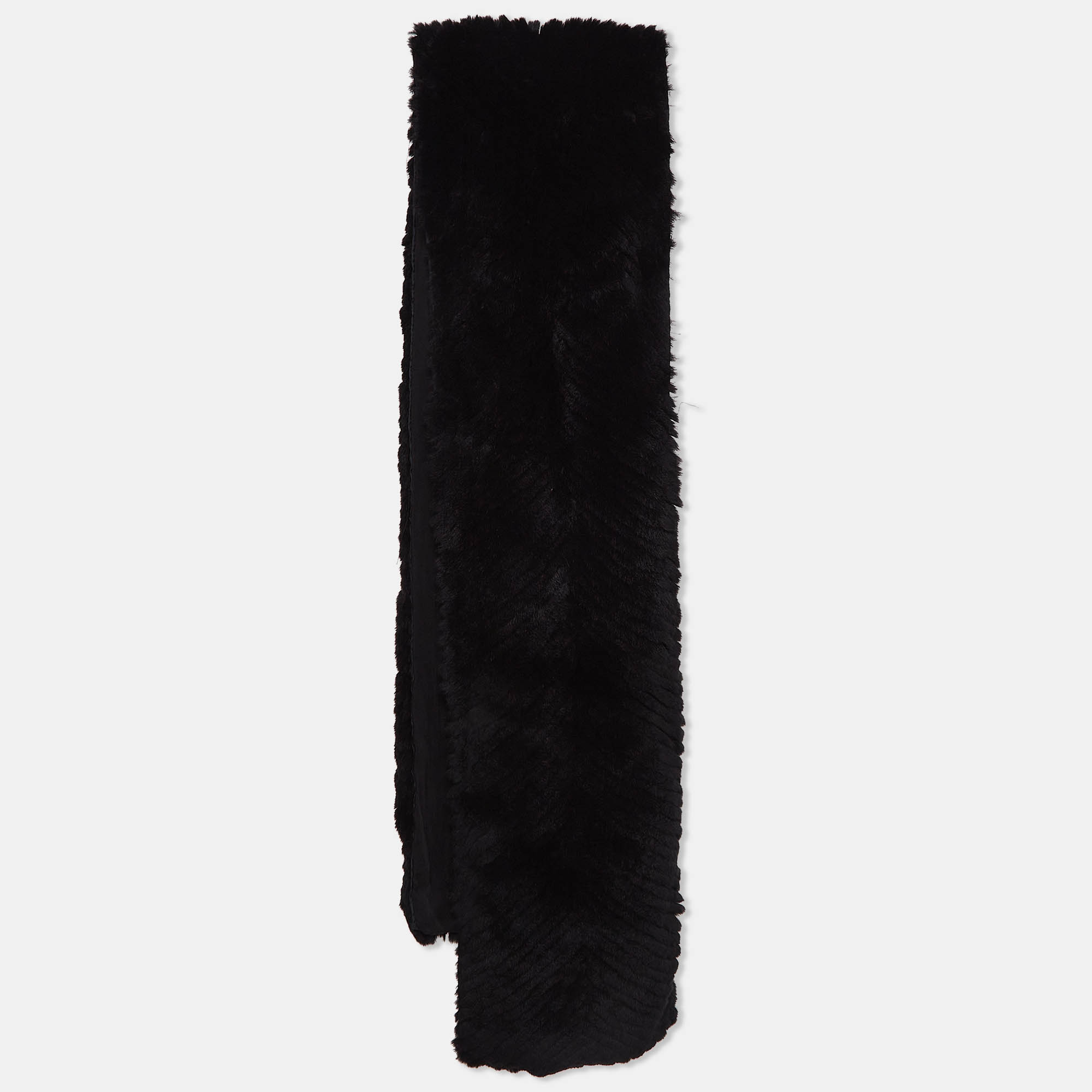 Pre-owned Oscar De La Renta Black Patterned Fur Stole