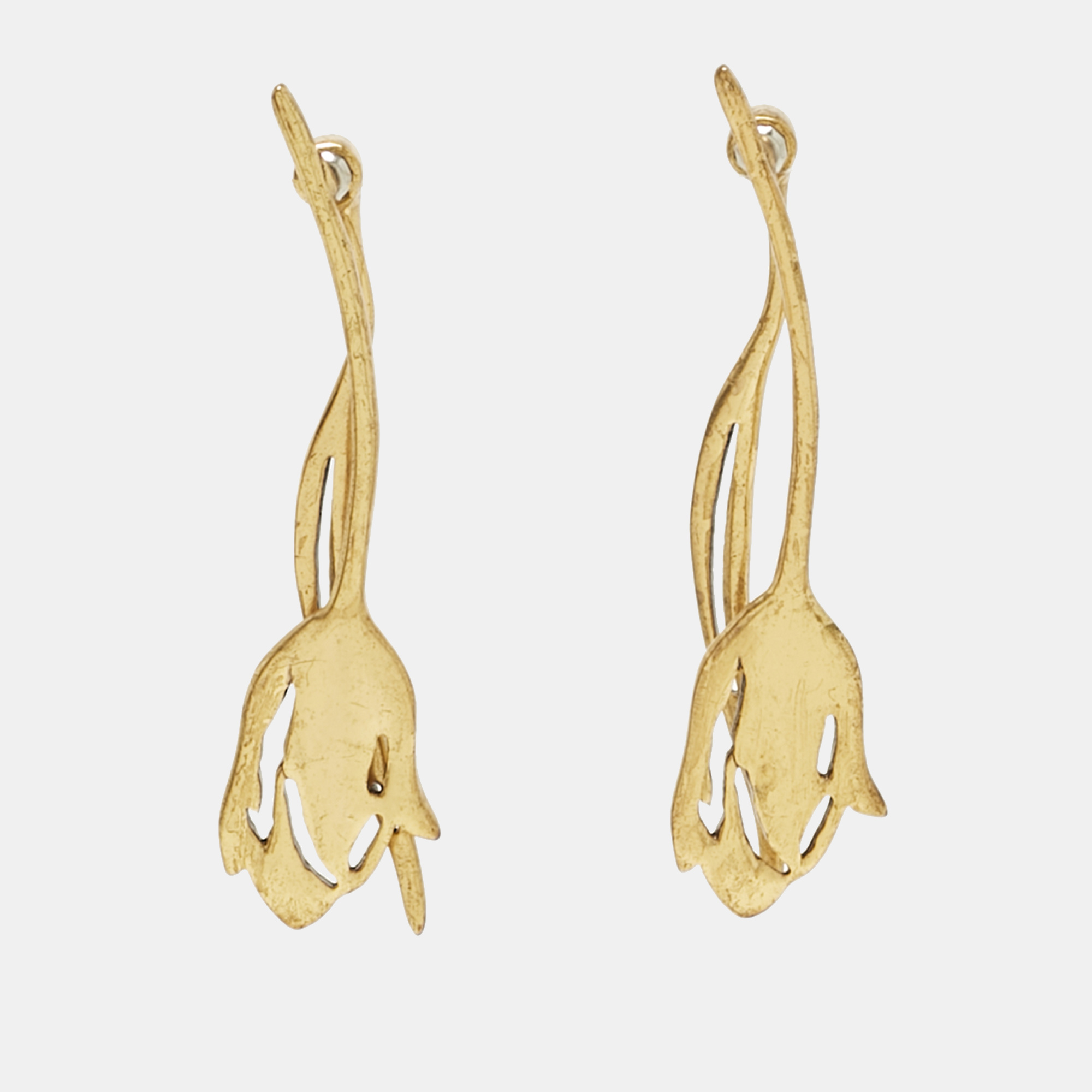 

Oscar De La Renta Tulip Gold Tone Earrings