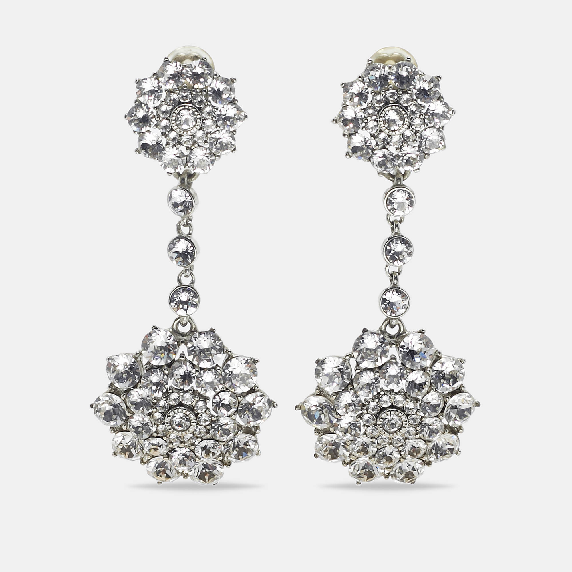 

Oscar de la Renta Crystals SIlver Tone Earrings