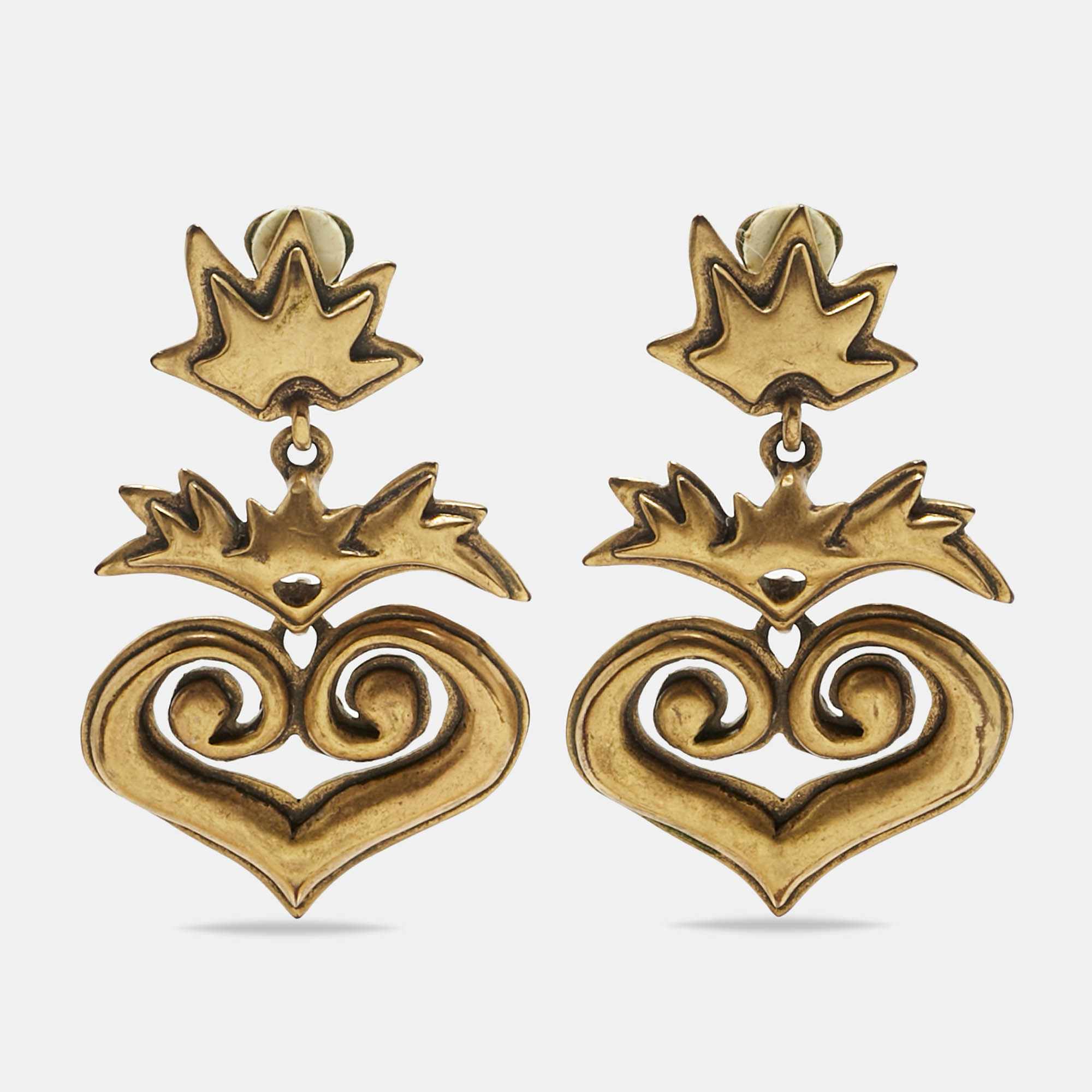 Pre-owned Oscar De La Renta Gold Tone Earrings