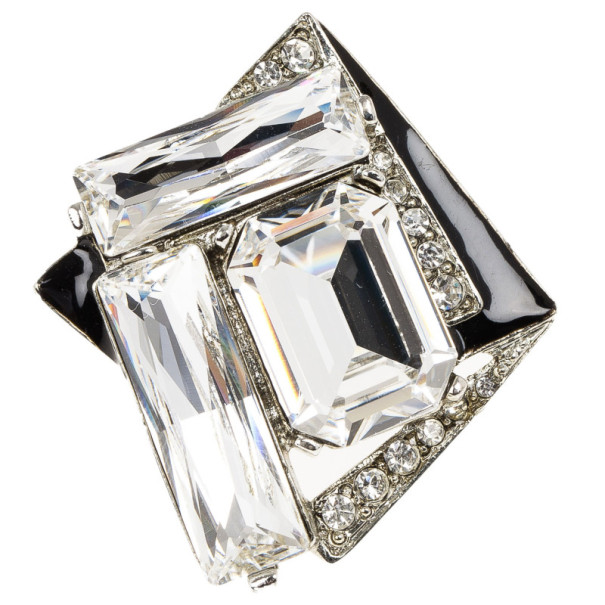 مملوكة مسبقًا Oscar de la Renta Geometric Crystal Ring Size 56