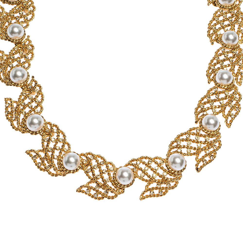 

Oscar de la Renta Faux Pearl Gold Tone Necklace