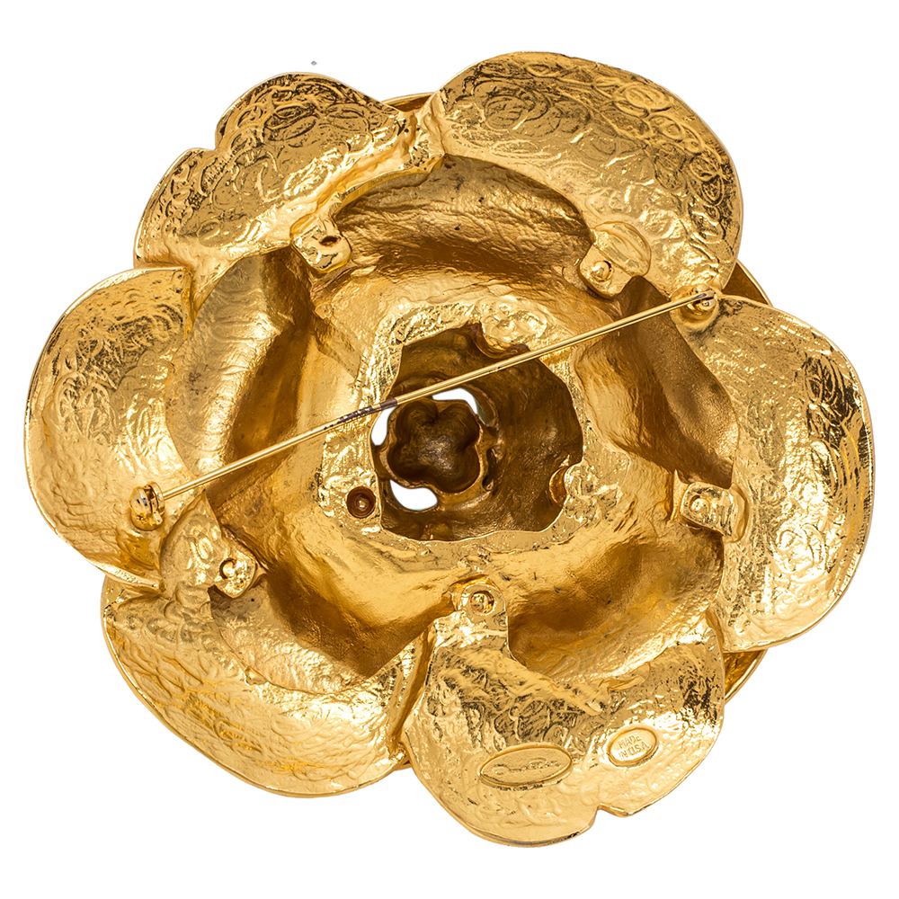 

Oscar de la Renta Rosette Gardenia Brooch, Gold