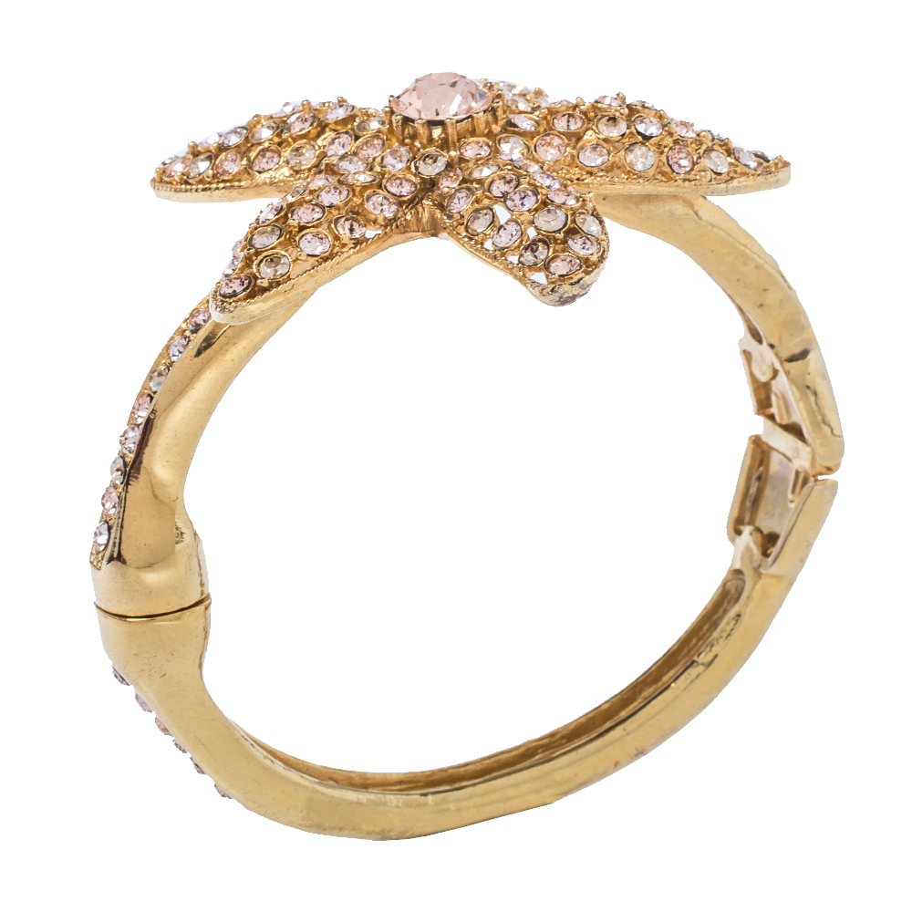 

Oscar de la Renta Crystal Embedded Gold Tone Starfish Bracelet