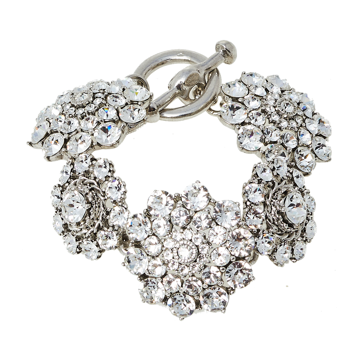 

Oscar de la Renta Floral Crystal Silver Tone Toggle Bracelet