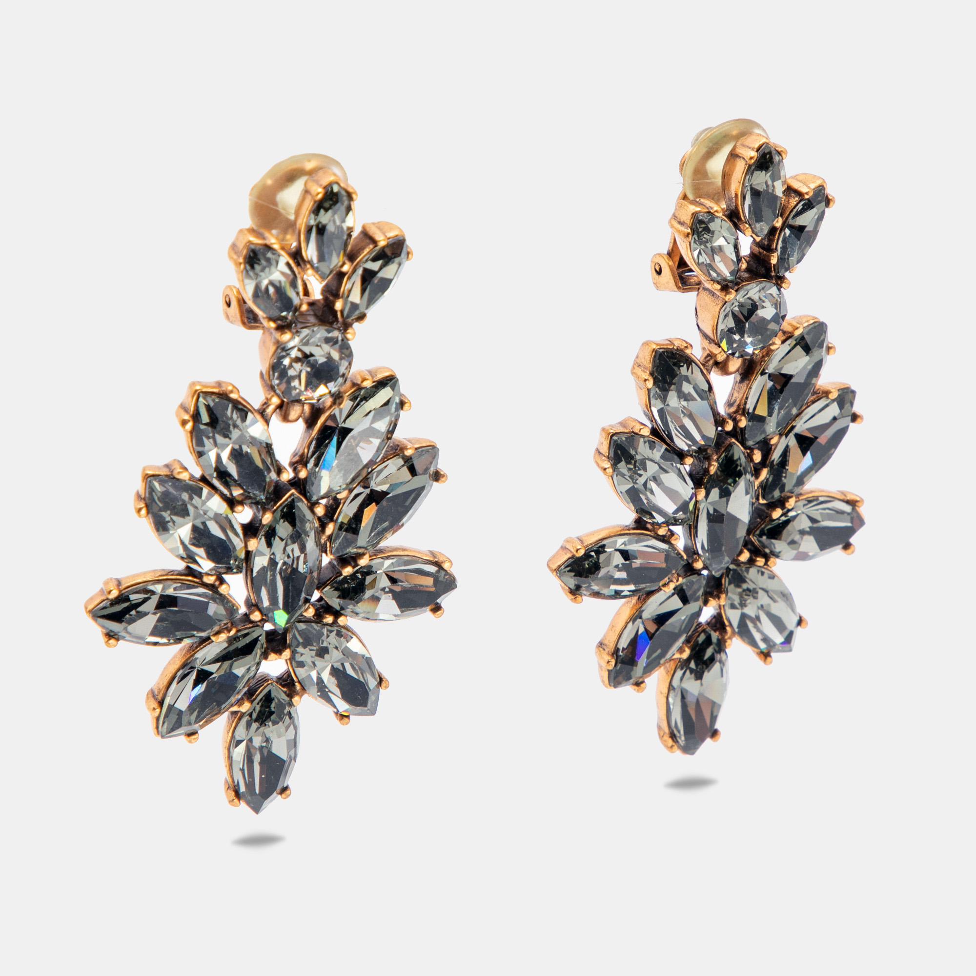 

Oscar de la Renta Black Crystal Navette Clip On Earrings