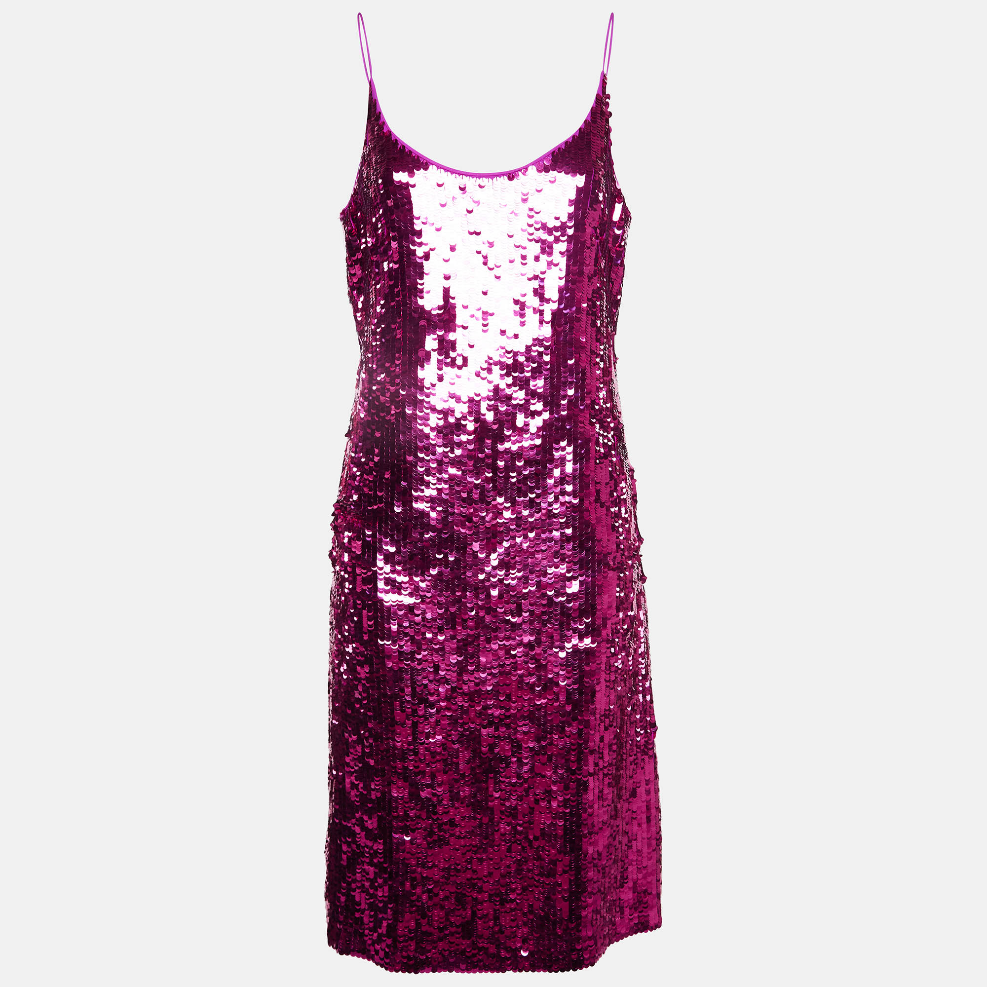 

Oscar de la Renta Pink Sequin Strappy Short Dress M