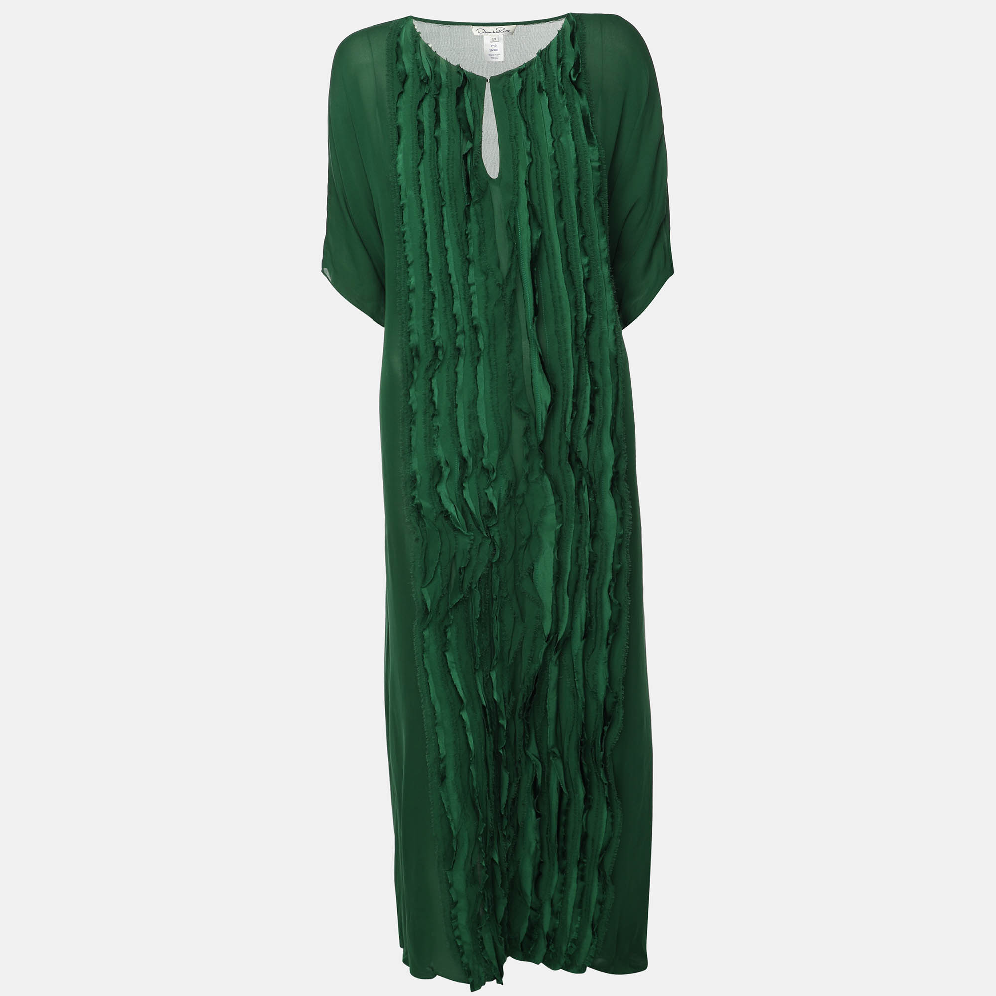 

Oscar de la Renta Green Knit Silk Kaftan Dress