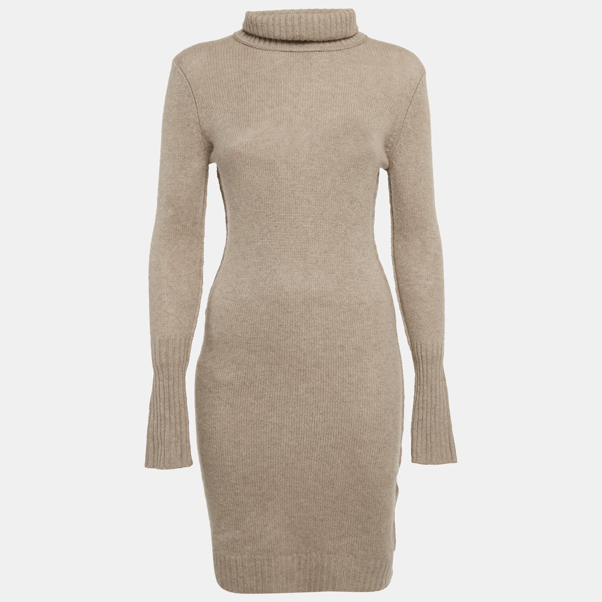 

Oscar de la Renta Beige Cashmere Turtle Neck Sweater Dress S