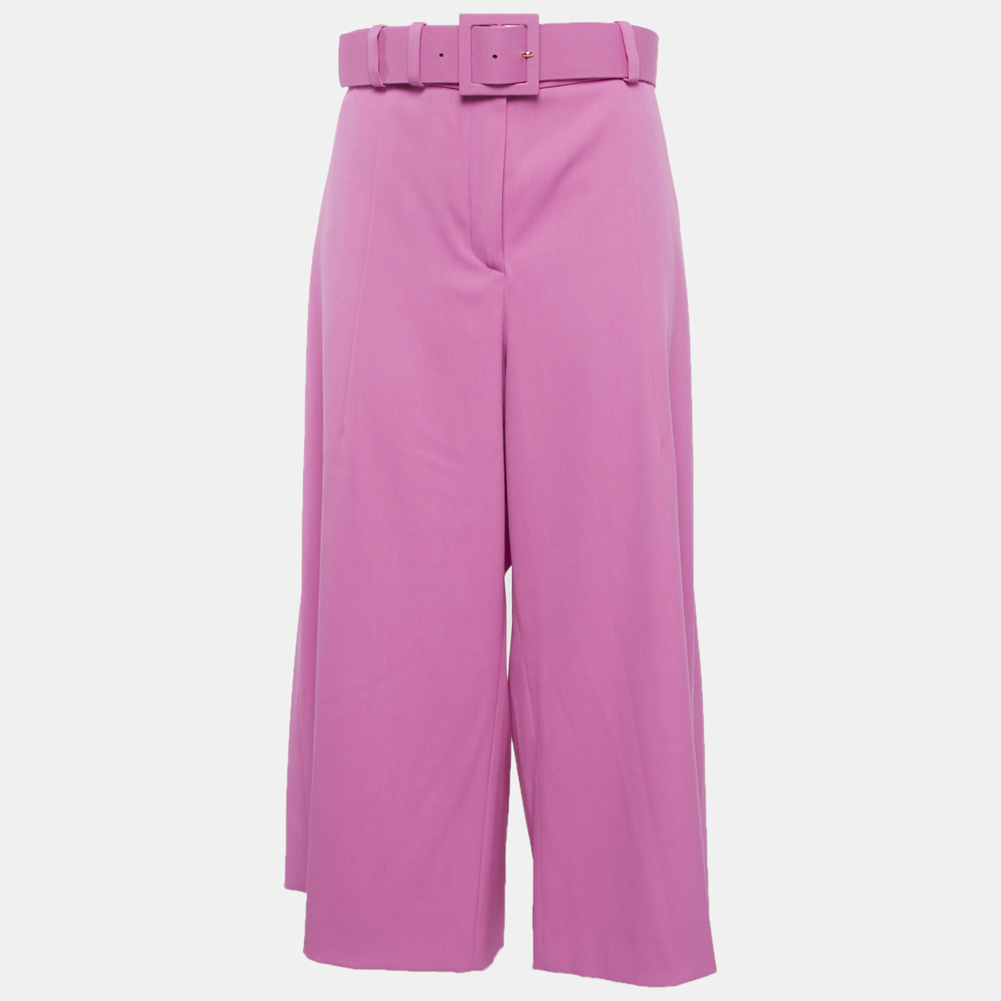 

Oscar de la Renta Pink Stretch Wool Belted Culottes XL