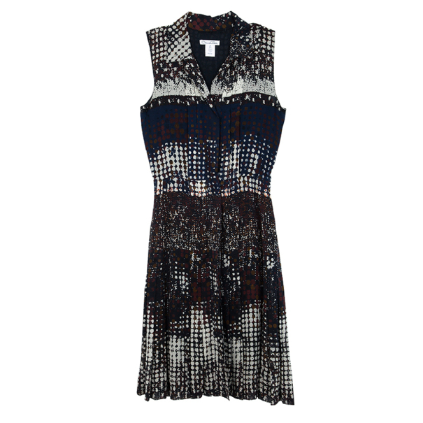 Pre Owned Oscar de la Renta Multicolor Printed Button Up Dress S