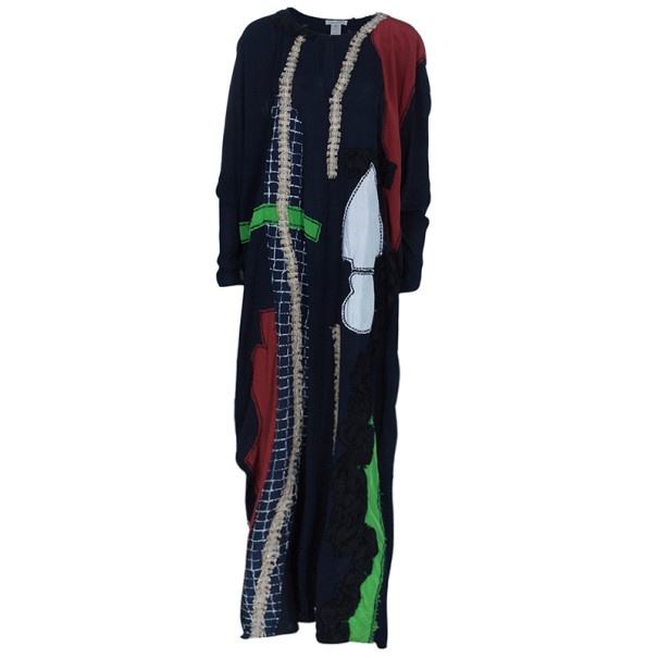 Pre Owned Oscar de la Renta Patchwork Silk Kaftan L