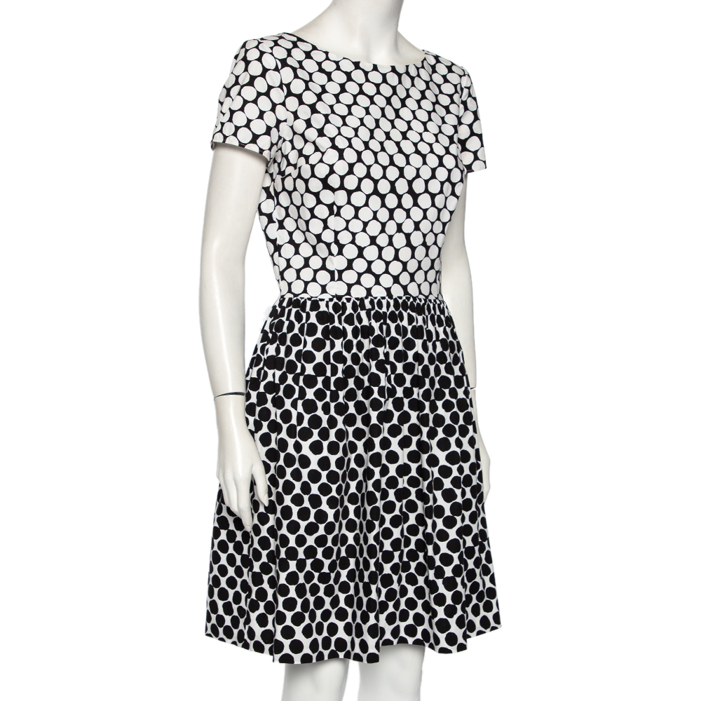 

Oscar de la Renta Polka Dotted Cotton Poplin Dress, Black