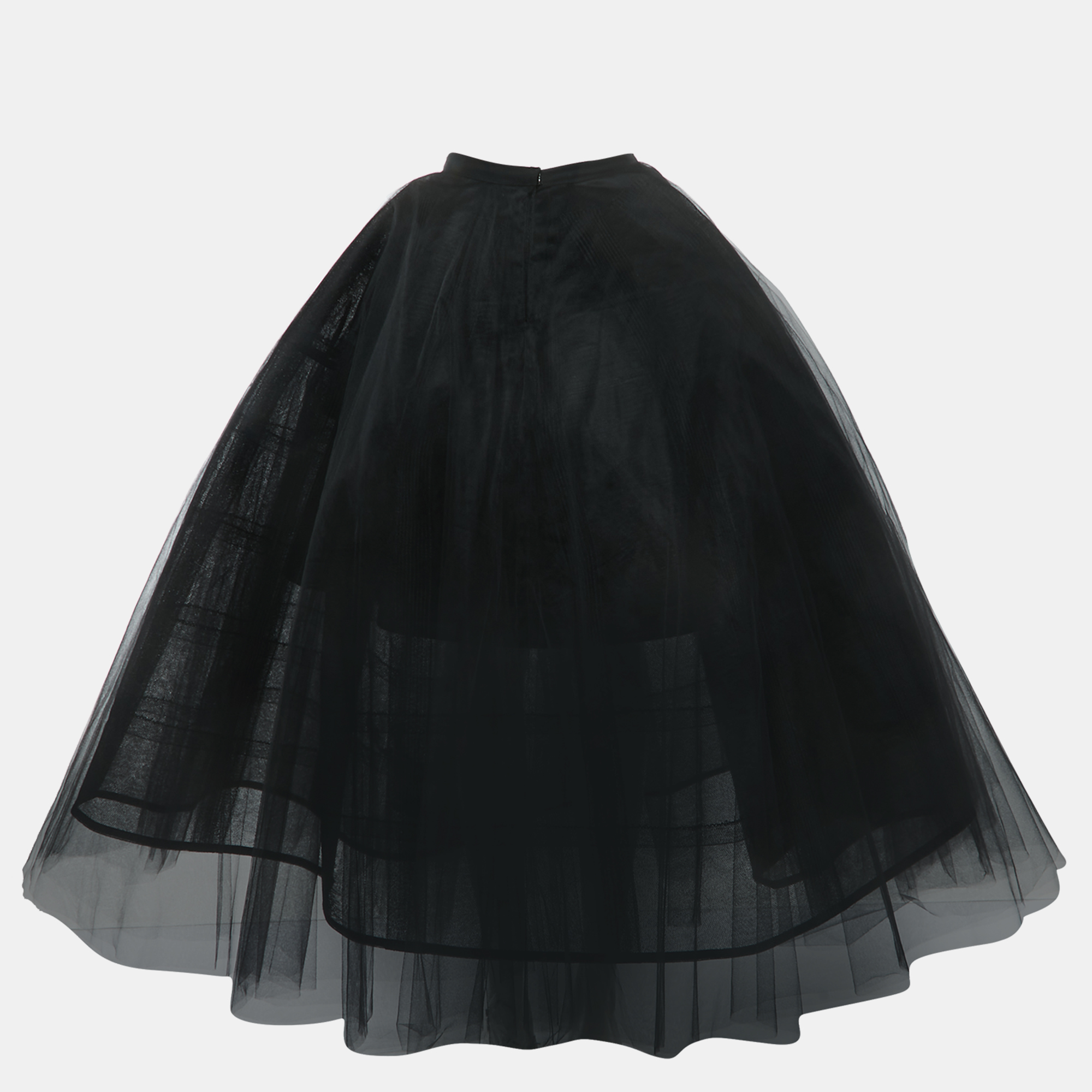 

Oscar de la Renta Black Logo Embroidered Tulle Flared Maxi Skirt