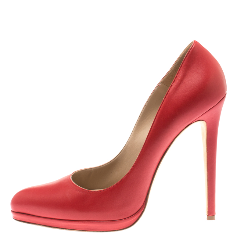 

Oscar De La Renta Red Leather Pointed Toe Pumps Size