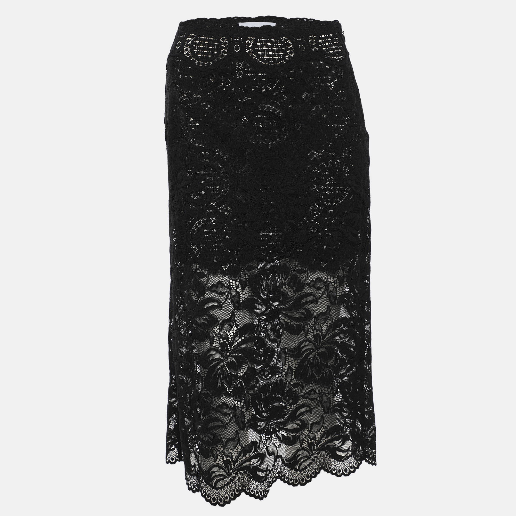 

Paco Rabanne Black Floral Lace Midi Skirt S