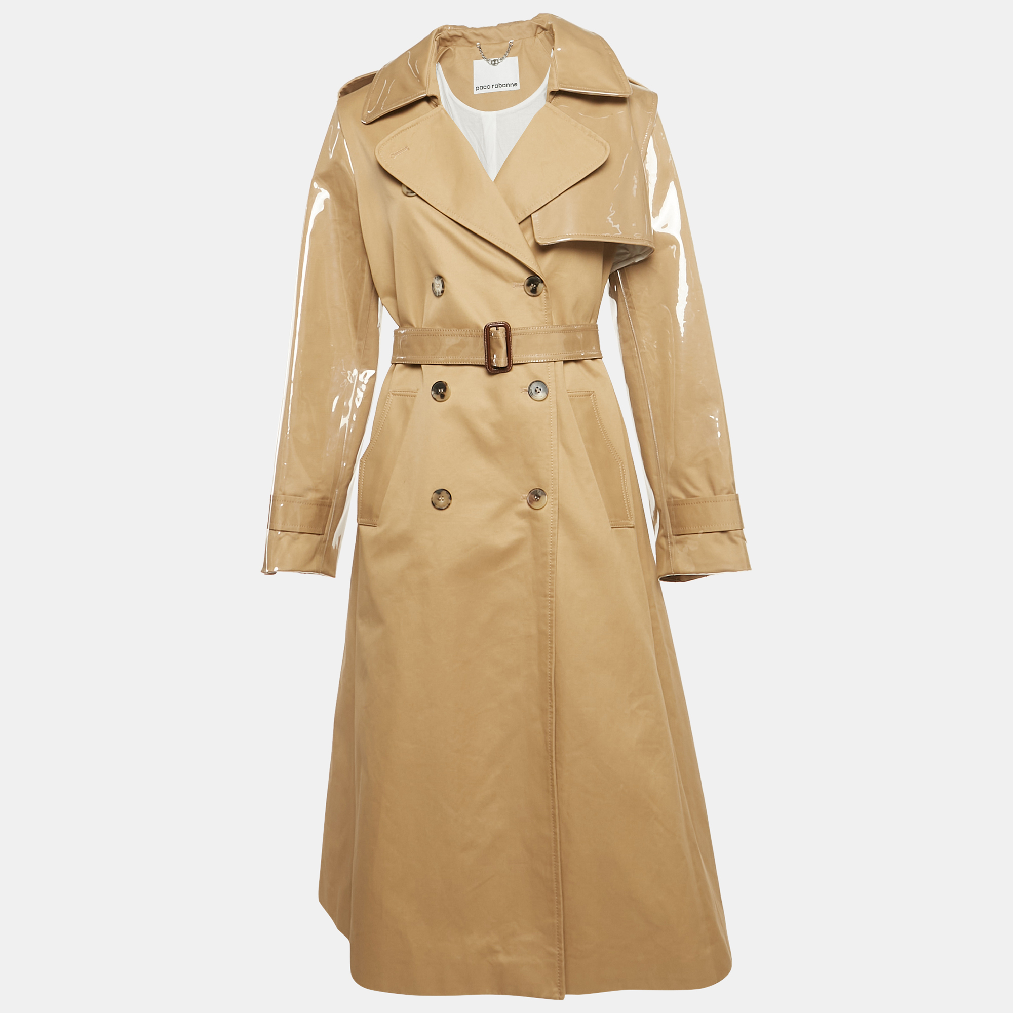 

Paco Rabanne Beige Cotton Polyurethane Double Breasted Trench Coat S