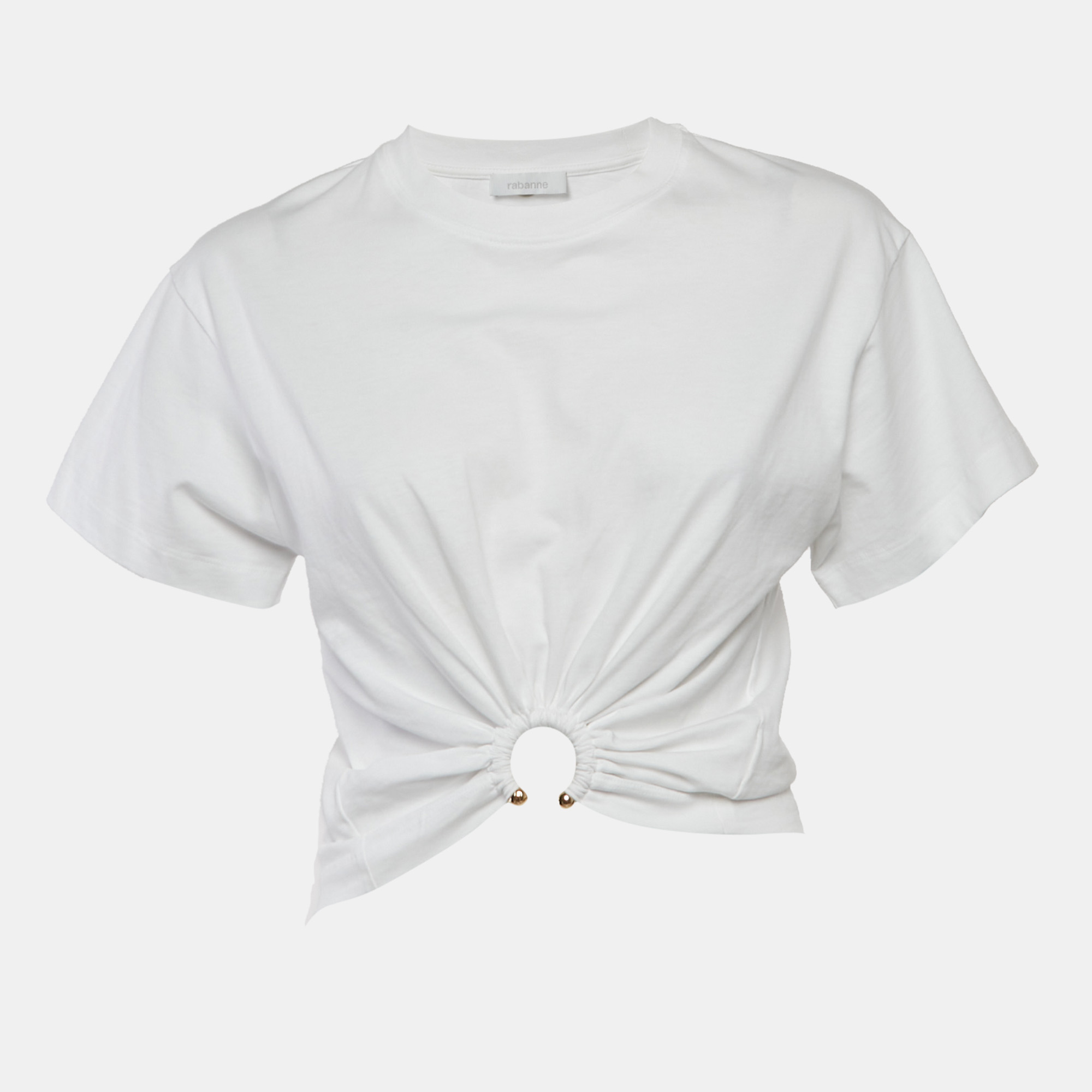 

Paco Rabanne White Cotton Knit Ring Detail Top XS