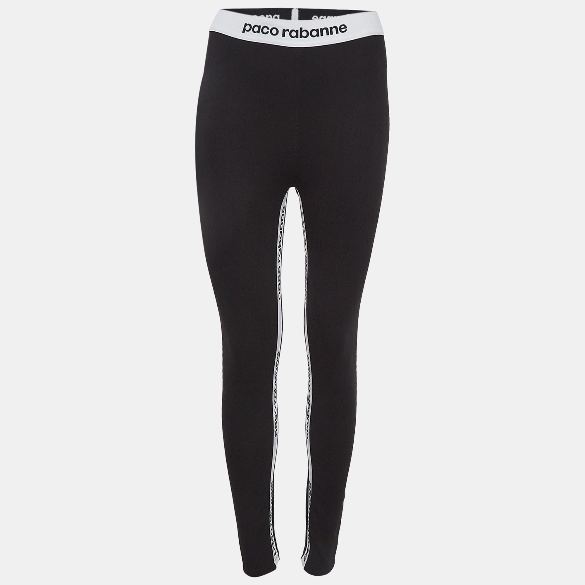 

Paco Rabbane Black Jersey Logo Tape Detail Leggings L