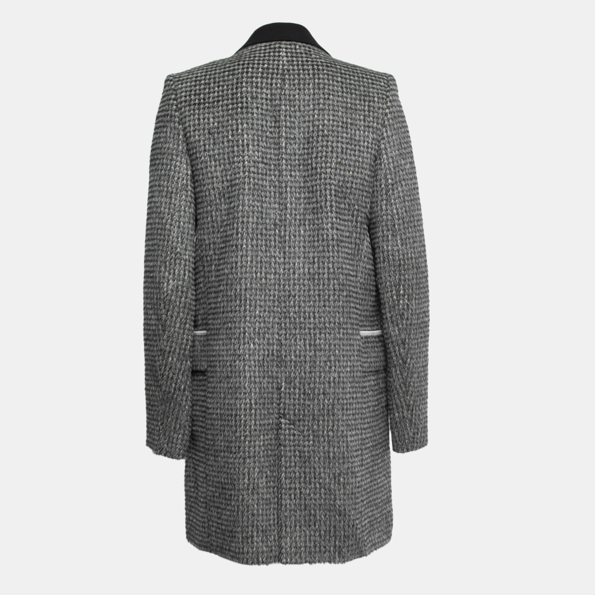 

Paco Robanne Monochrome Houndstooth Pattern Alpaca Wool Coat, Black