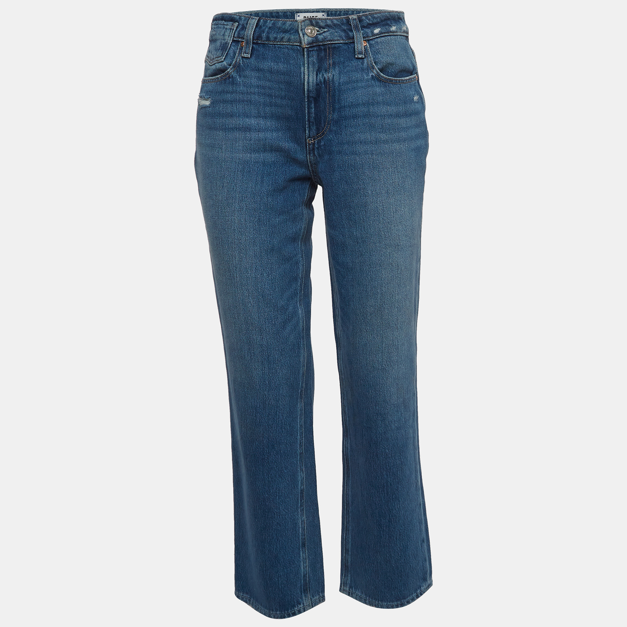 Pre-owned Paige Blue Distressed Denim Noella Jeans S Waist 26"