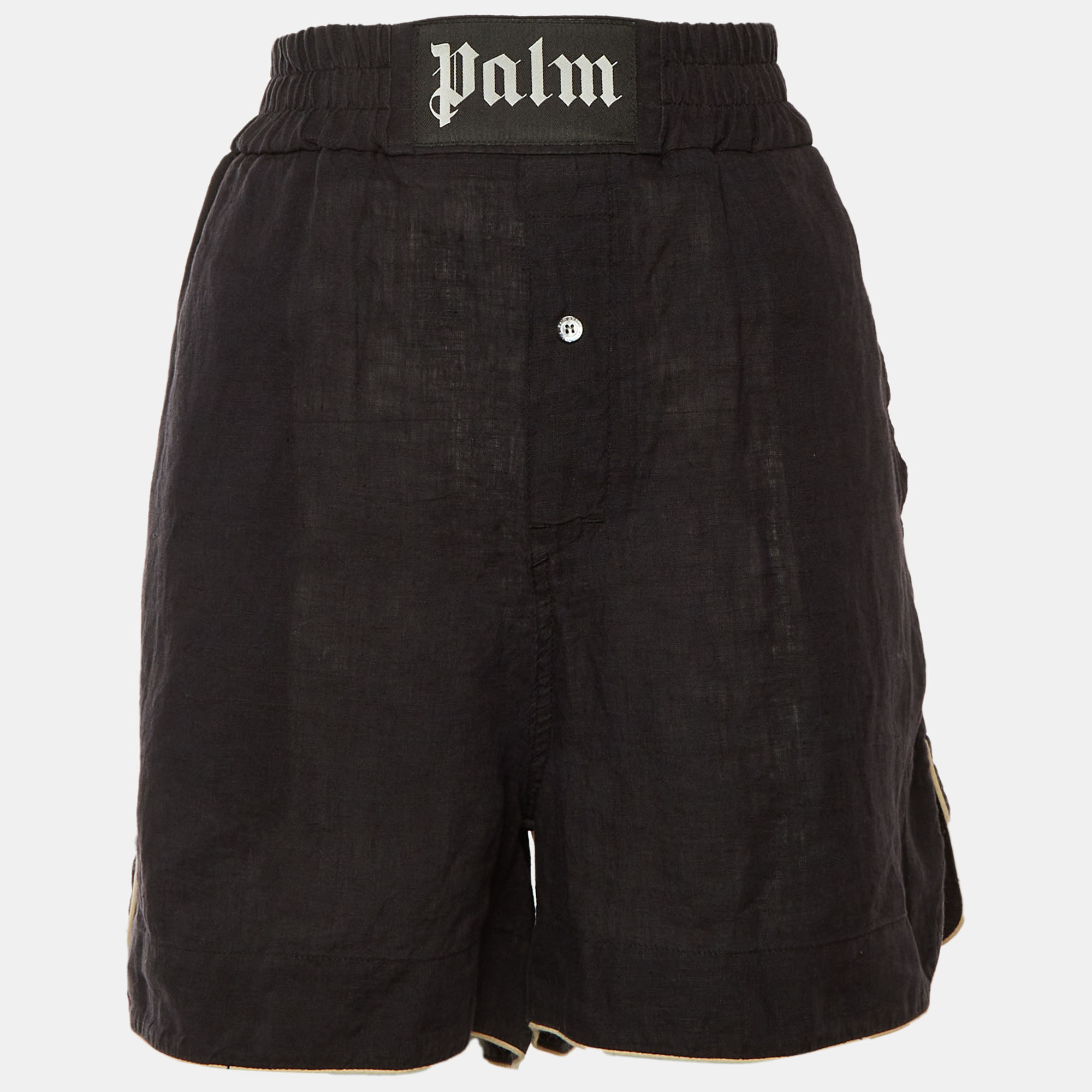 

Palm Angels Black Linen Logo Detail Boxer Shorts L