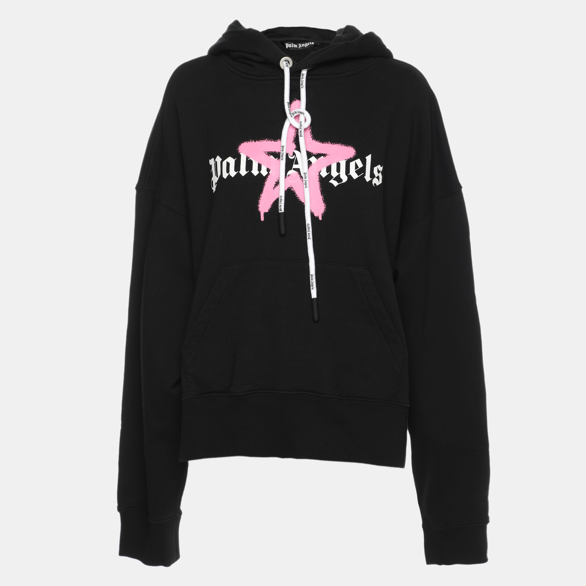 

Palm Angels Black Cotton Knit Star Sprayed Logo Hoodie S